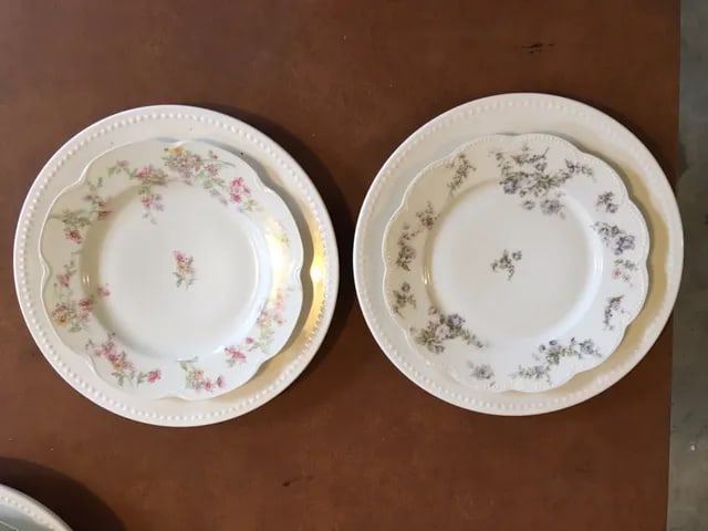 Limoges Floral China Mix & Match Plates on Chargers - 4 Piece Set - 10