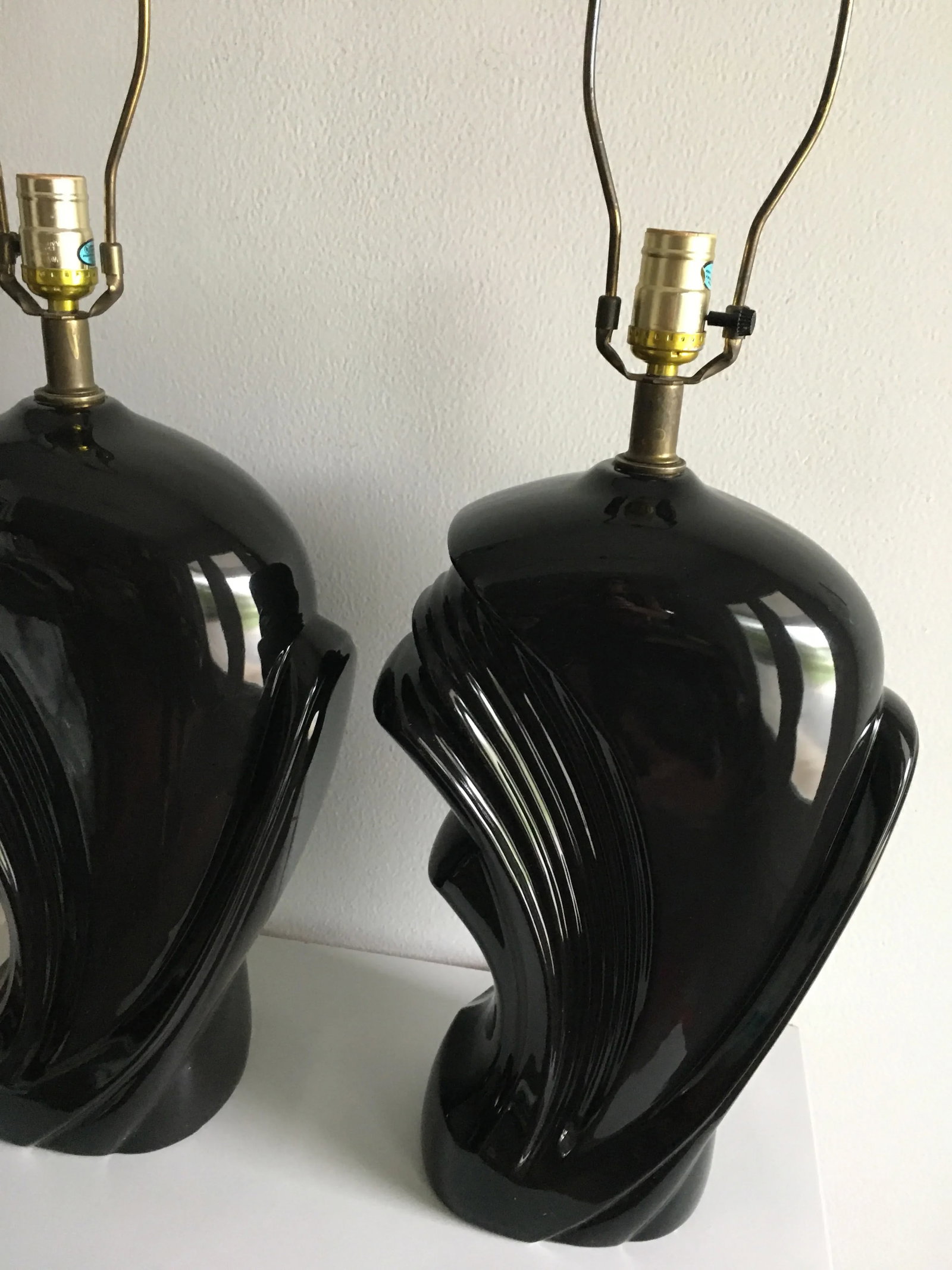 1980s Vintage Ceramic Wave Lamps - a Pair - 12