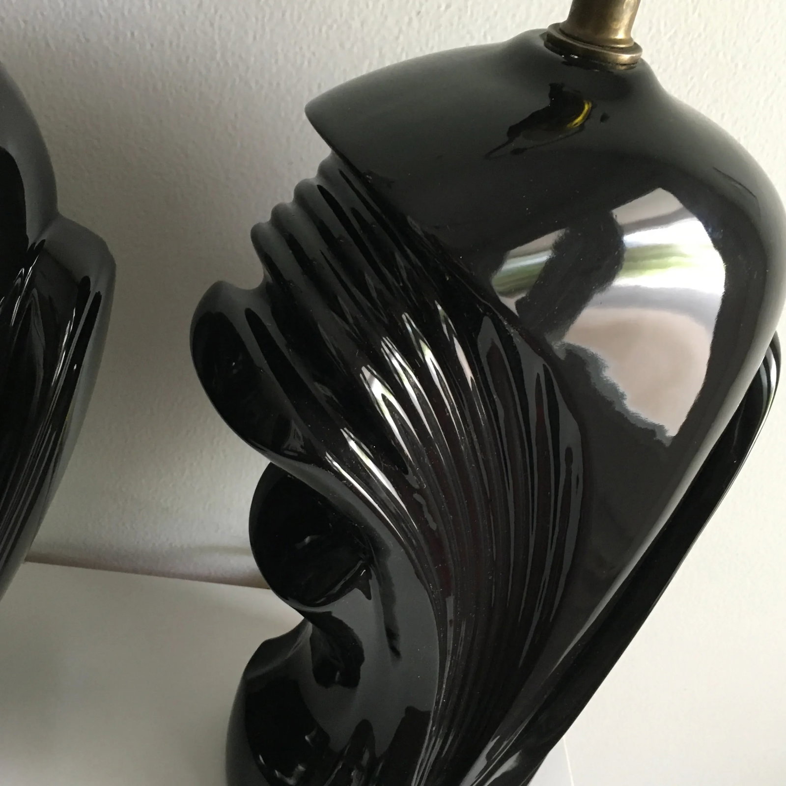 1980s Vintage Ceramic Wave Lamps - a Pair - 2