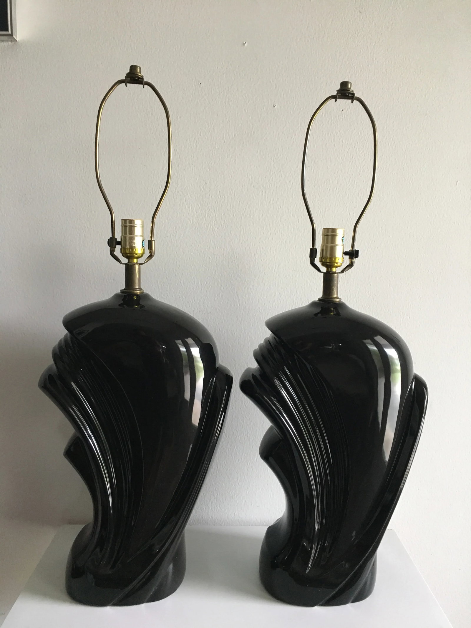 1980s Vintage Ceramic Wave Lamps - a Pair - 9