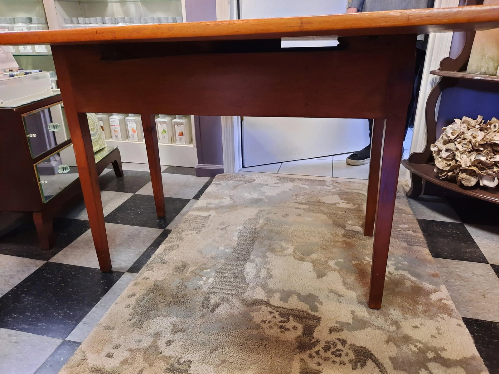 Antique American Pine Drop Leaf Table With Drawer - 5