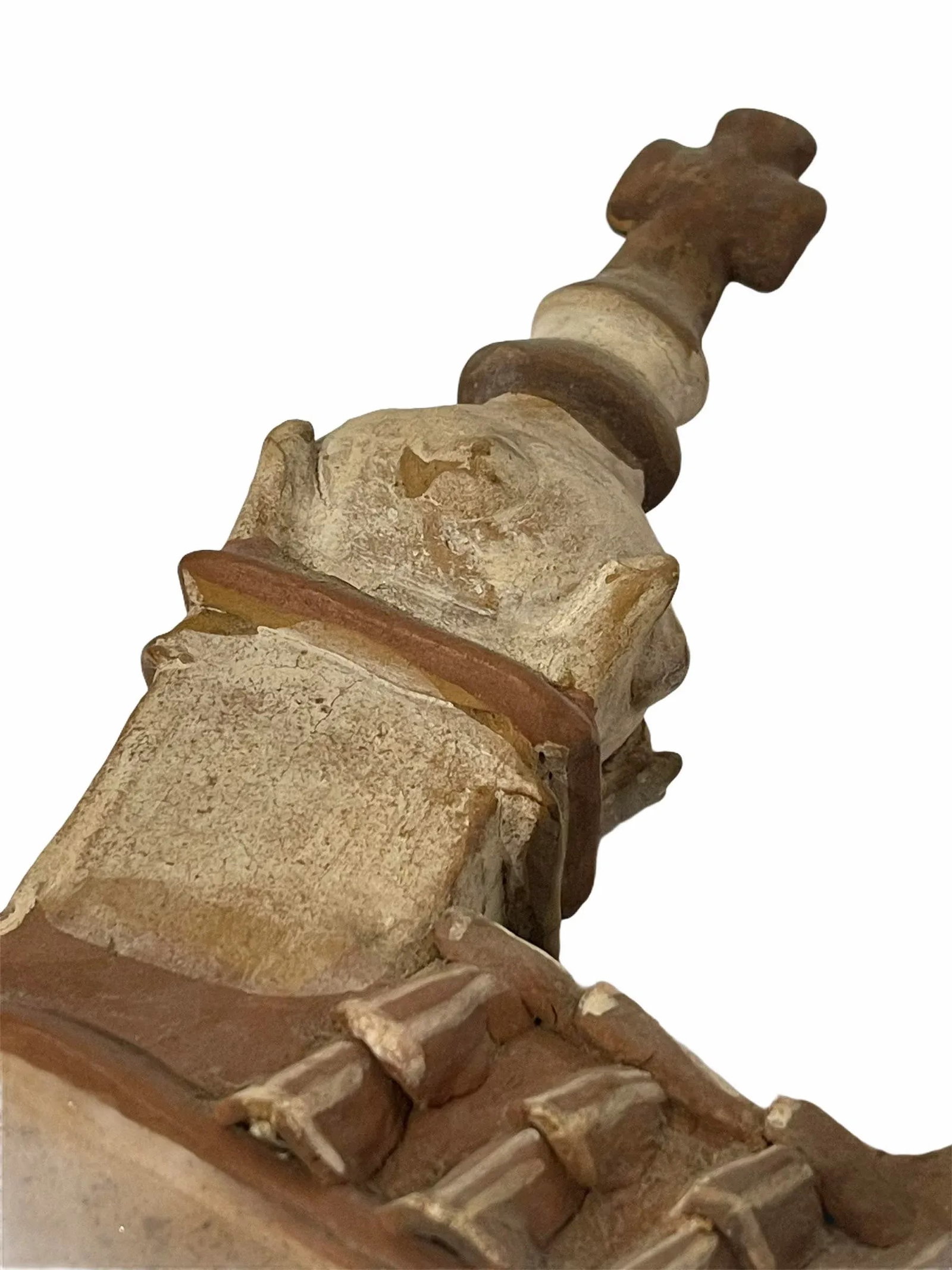 Vintage 1940s Mexican Clay Church Steeple Village With People Sculpture - 7