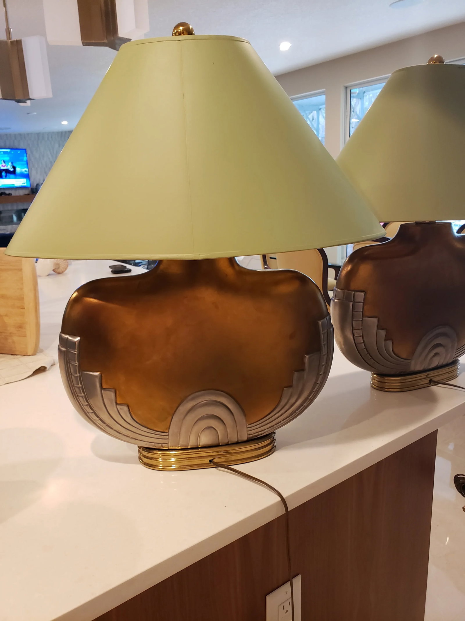 Art Deco Table Lamps With Shades - a Pair - 6