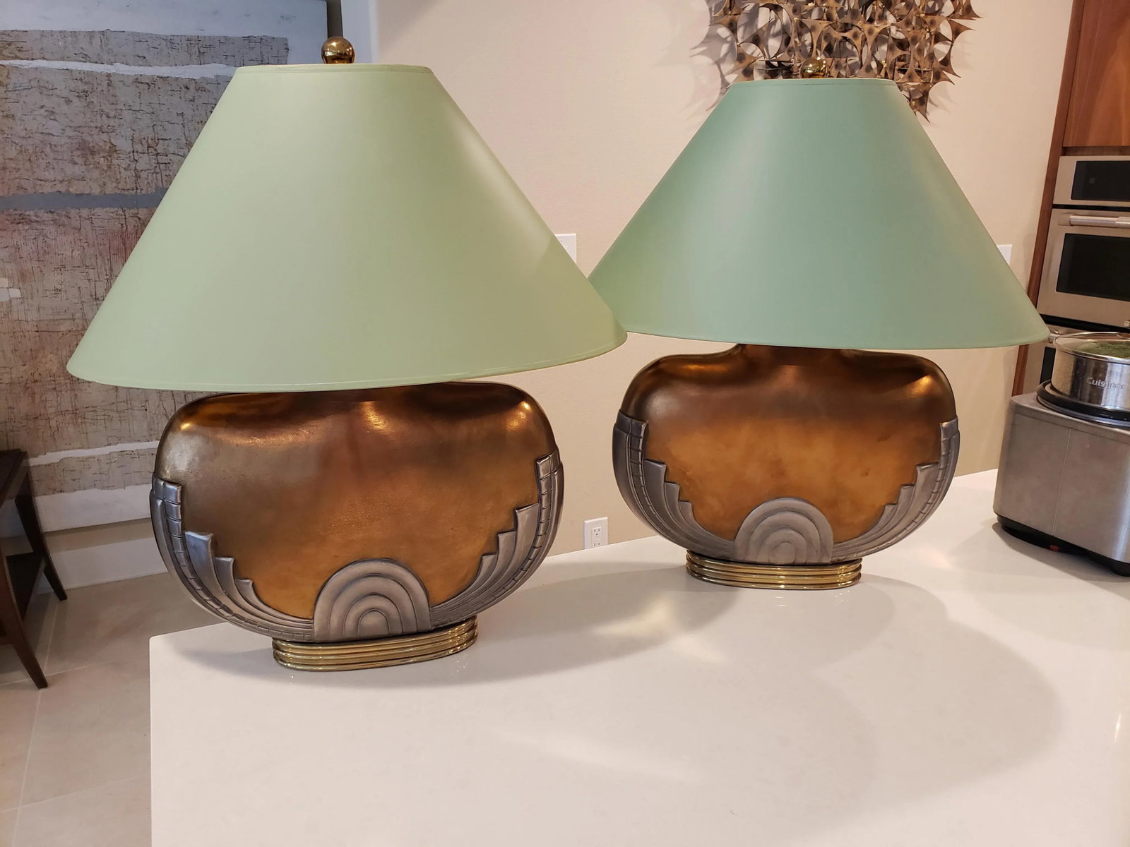 Art Deco Table Lamps With Shades - a Pair - 7