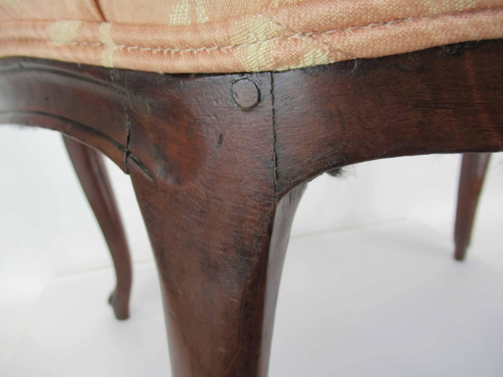 Louis XV Upholstered 1700s Armchair With With Balloon Back & Padded Arms - 10