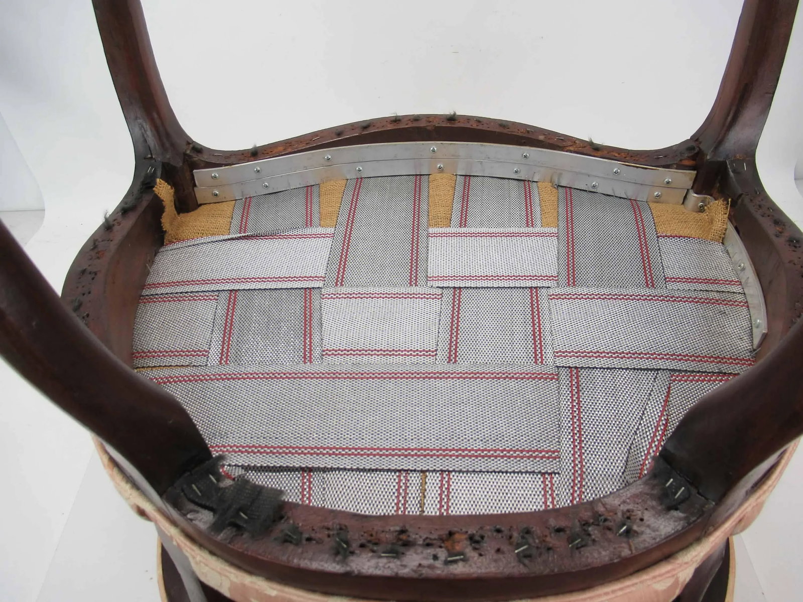 Louis XV Upholstered 1700s Armchair With With Balloon Back & Padded Arms - 12