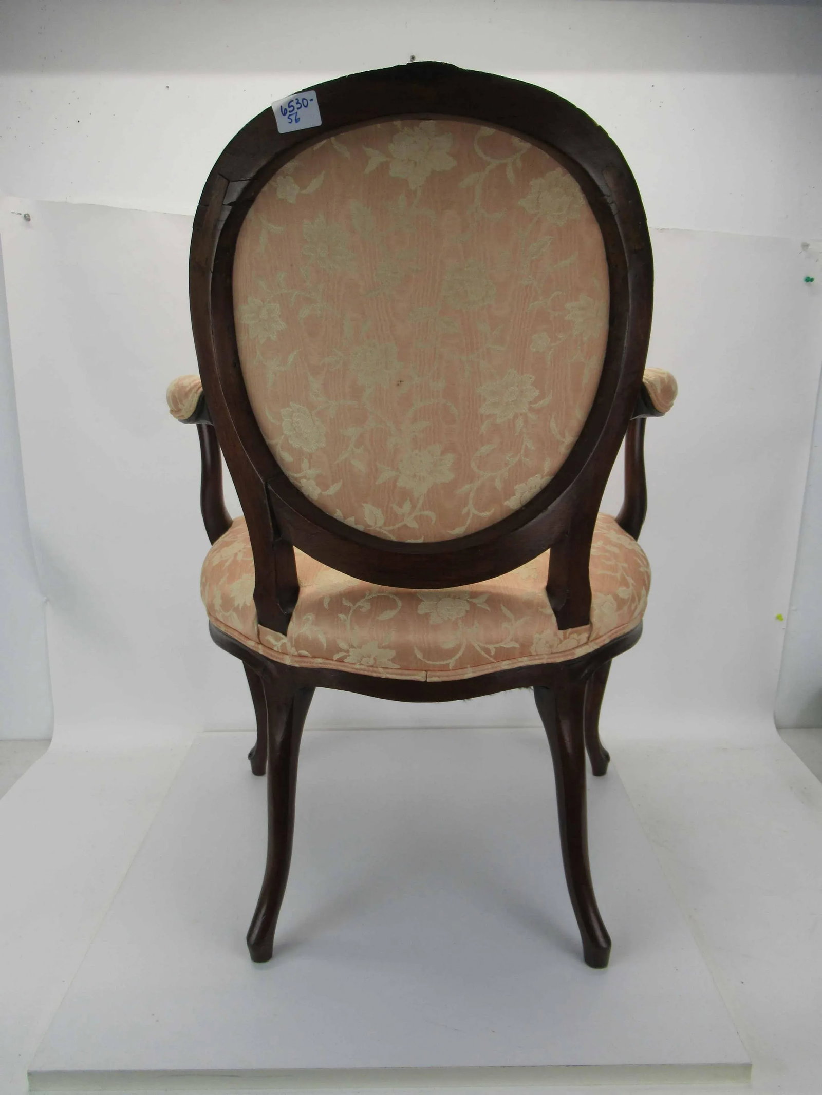 Louis XV Upholstered 1700s Armchair With With Balloon Back & Padded Arms - 2