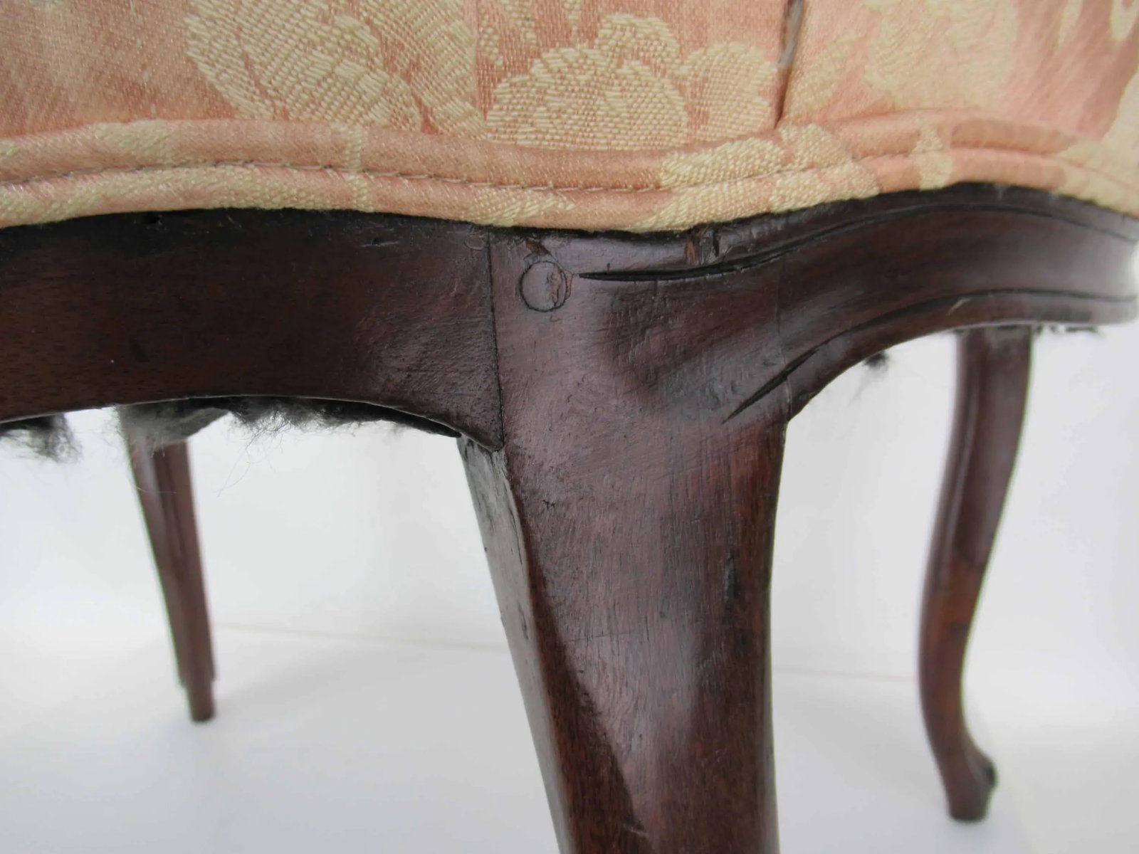 Louis XV Upholstered 1700s Armchair With With Balloon Back & Padded Arms - 9