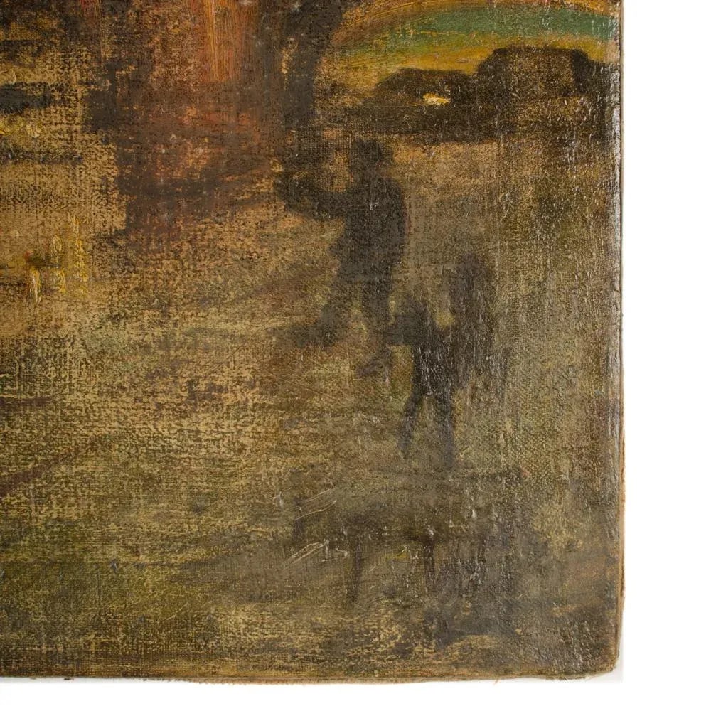 "Augustusbrucke" Oil Painting of a Bridge in Dresden at Night, Late 19th Century. - 10