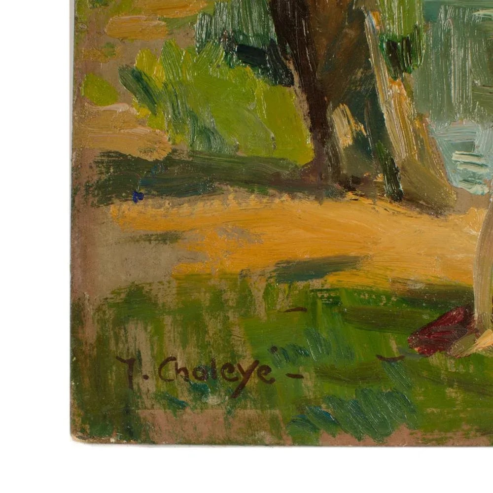 Early 20th Century "Red Bikini" Figurative Oil Painting by Jean Chaleye - 2