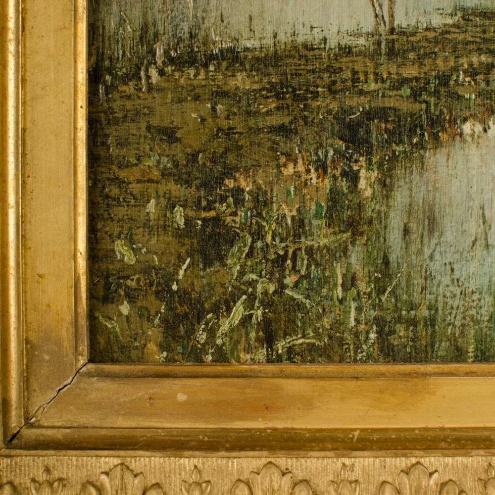 Continental Landscape Painting With Nude Women Swimming, 19th C. - 10