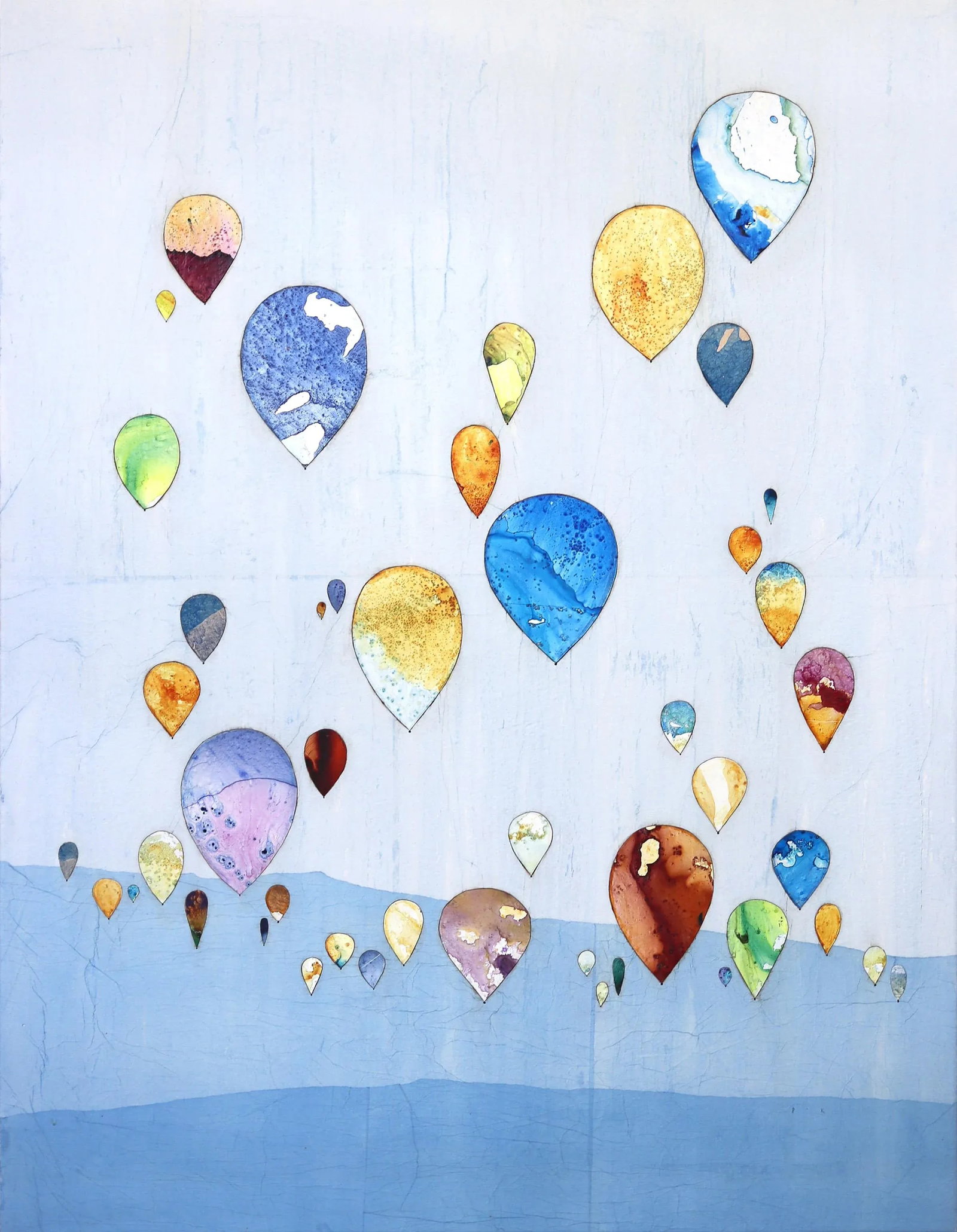 Large Contemporary Original Minimalist Skyscape Air Balloons Painting "With Flying Colors" Original - 10