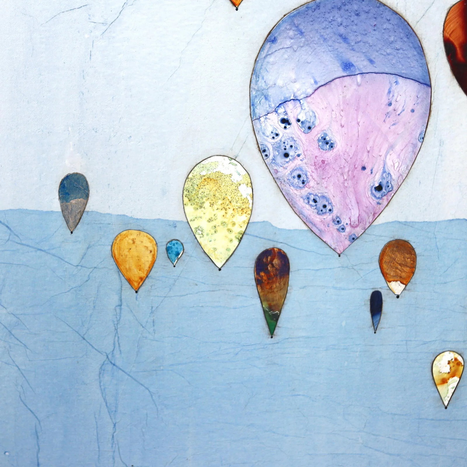 Large Contemporary Original Minimalist Skyscape Air Balloons Painting "With Flying Colors" Original - 2
