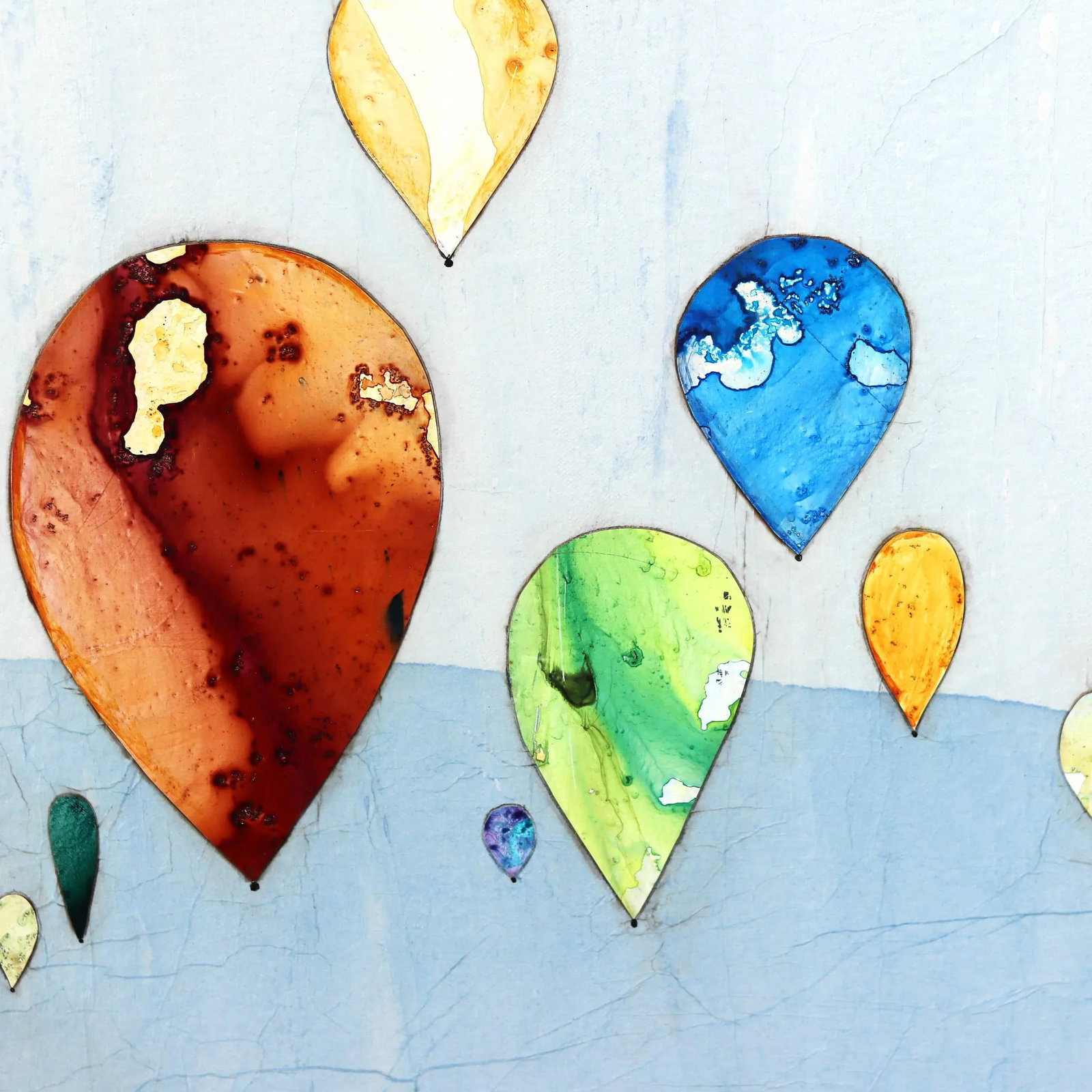 Large Contemporary Original Minimalist Skyscape Air Balloons Painting "With Flying Colors" Original - 3