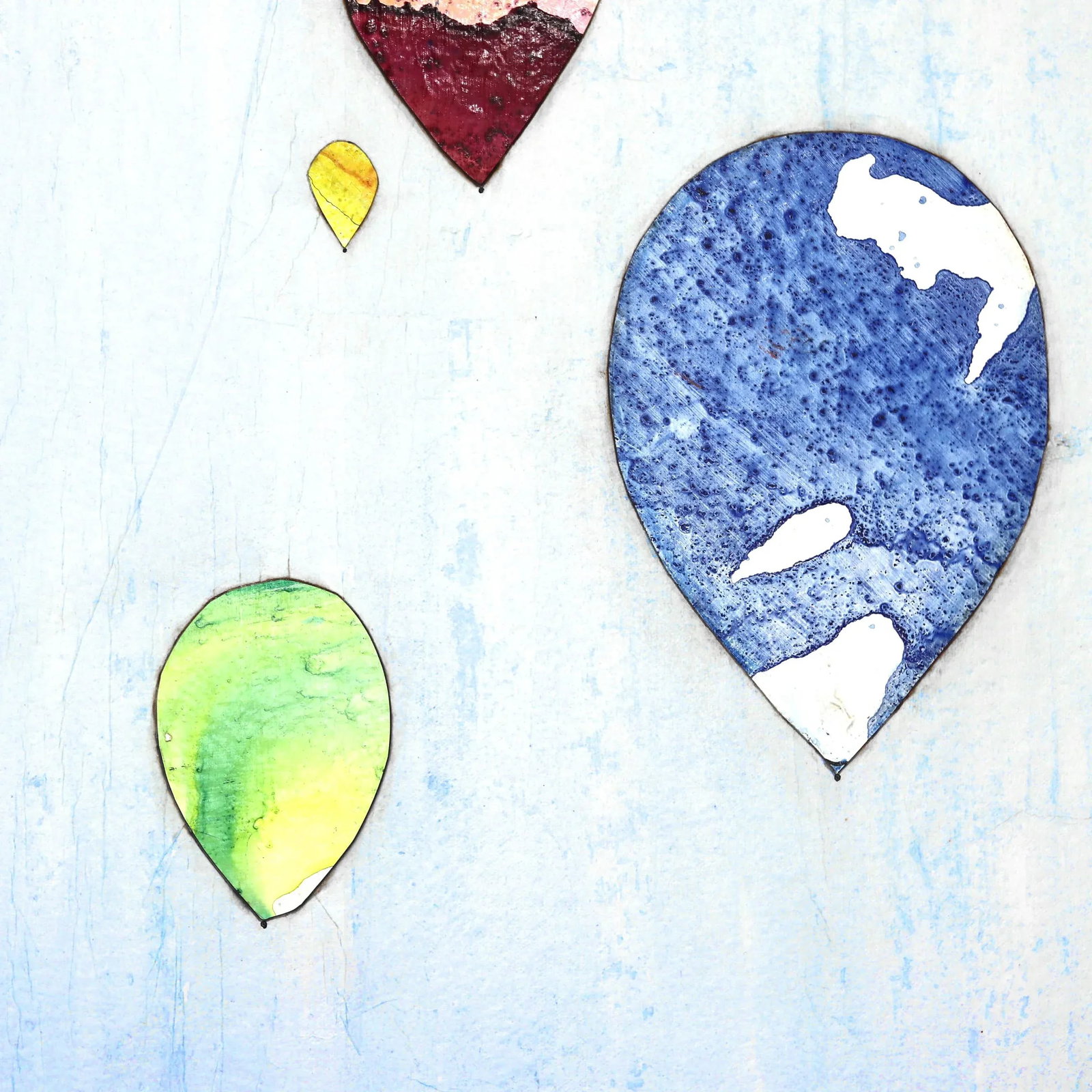 Large Contemporary Original Minimalist Skyscape Air Balloons Painting "With Flying Colors" Original - 4