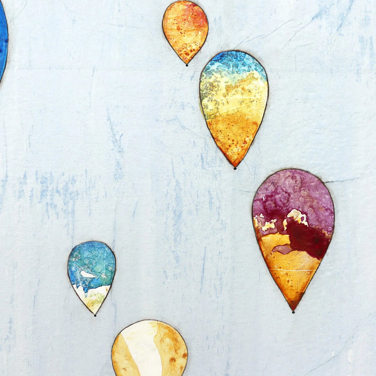 Large Contemporary Original Minimalist Skyscape Air Balloons Painting "With Flying Colors" Original - 5