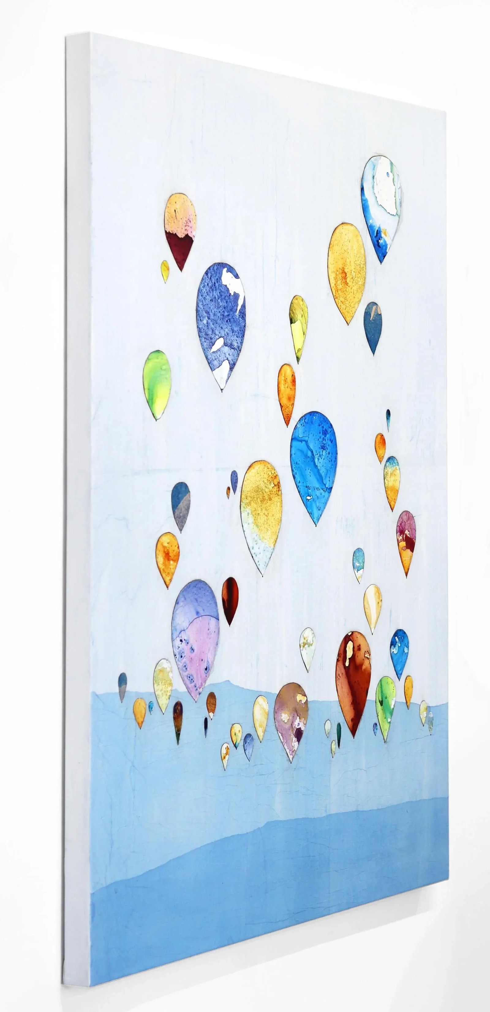 Large Contemporary Original Minimalist Skyscape Air Balloons Painting "With Flying Colors" Original - 6