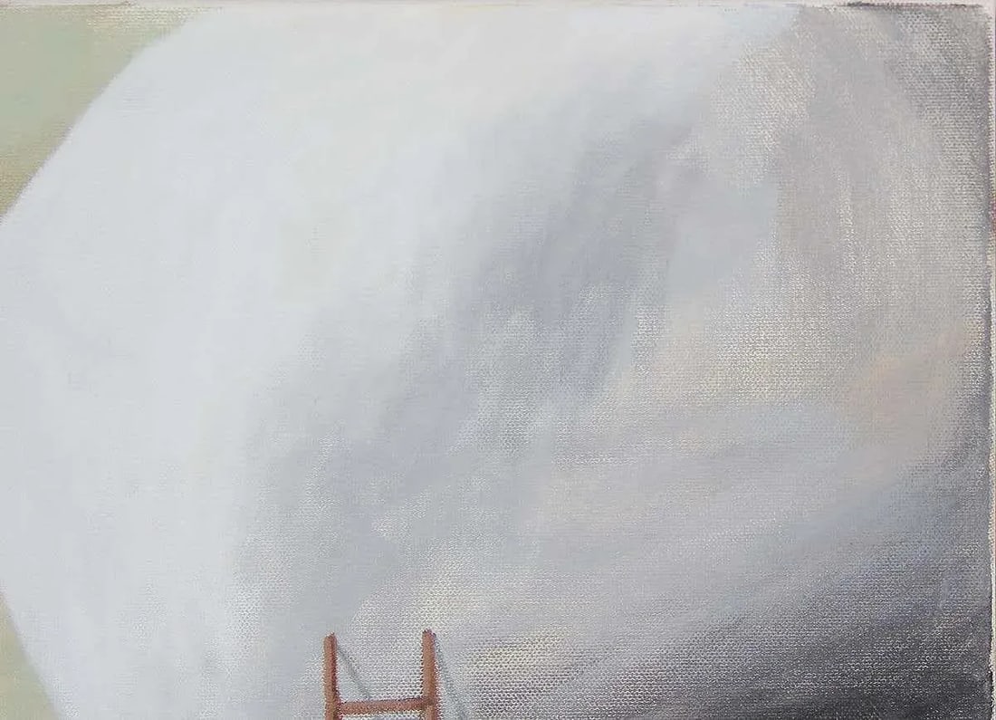 2019 "Here Come the Warm Jets" Contemporary Pastel Surrealist Landscape With Ladders by Scott Woodar - 5