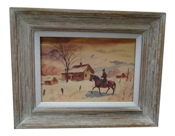 Charles Payzant Double-Sided Western Watercolor: Generally acknowledged as one of America's most gifted watercolorists, Charles Payzant (1898-1980), made his own choice between the two by signing the Cowboy, whose restrained palette of brown and