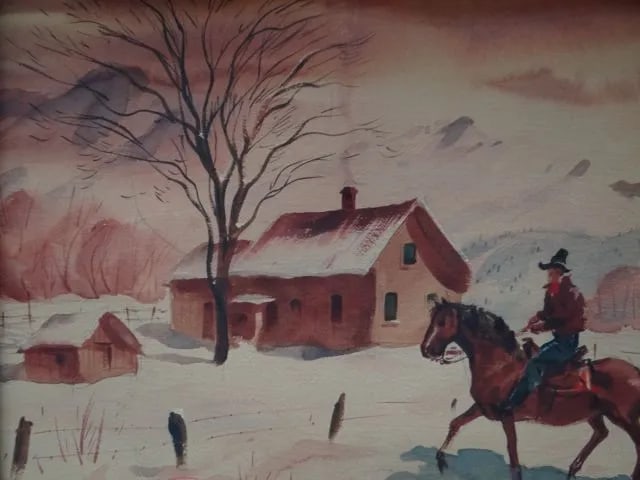 Charles Payzant Double-Sided Western Watercolor - 8