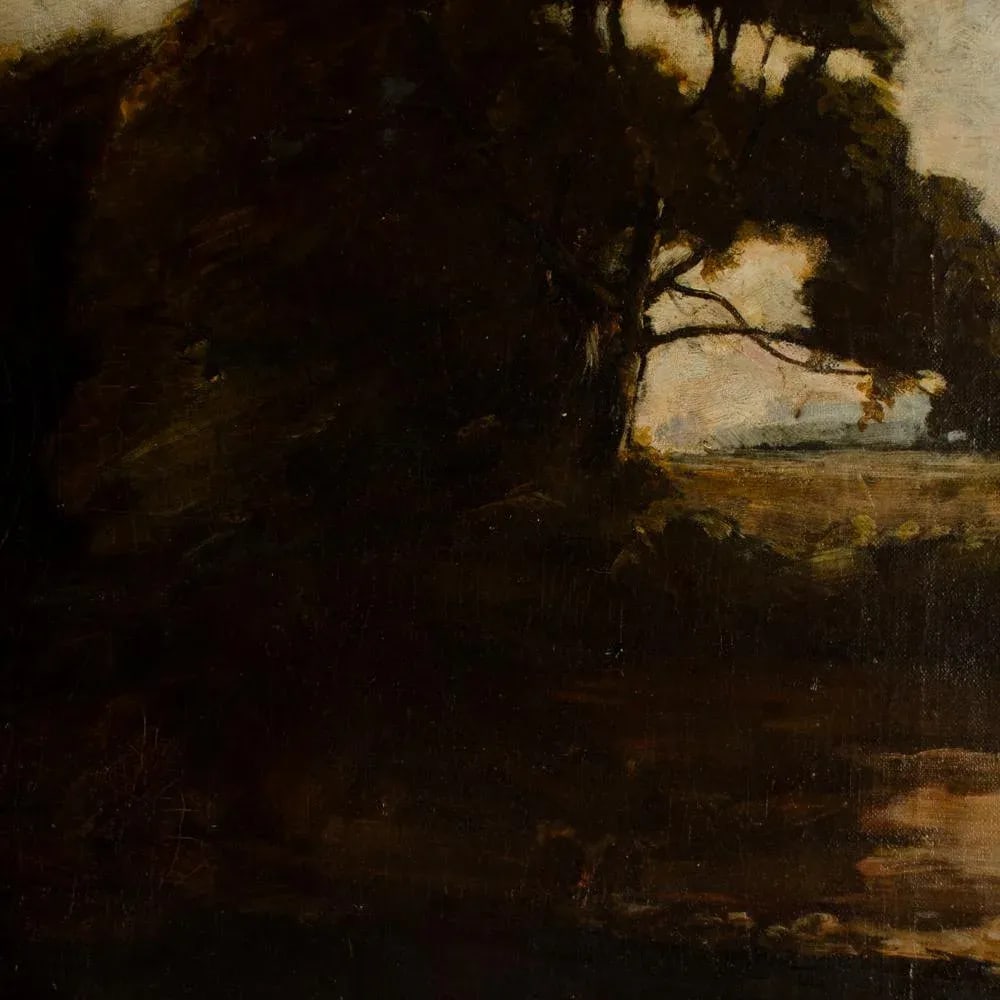 David Noble (British, 1882-1890) Impressionist Canal Landscape - 12