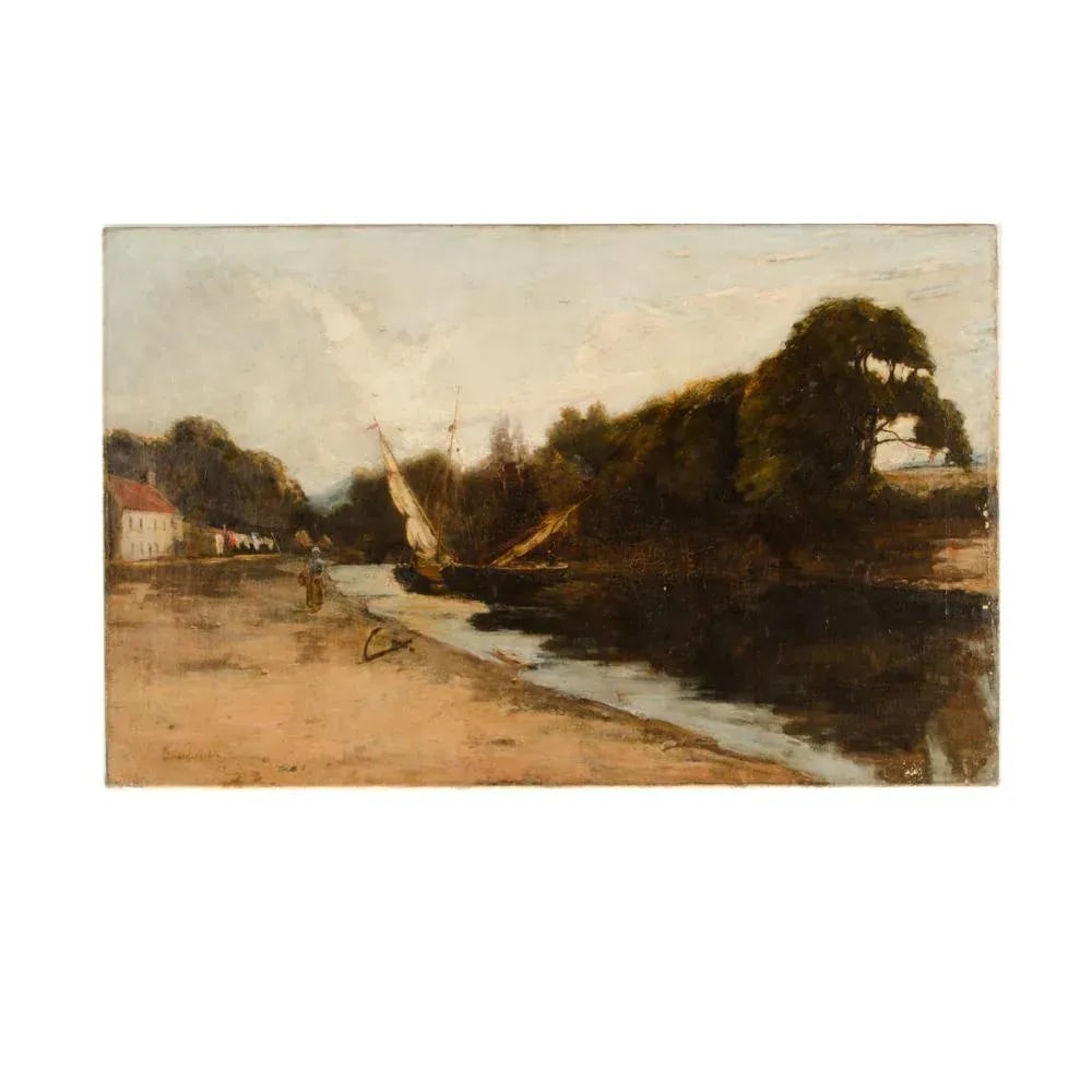David Noble (British, 1882-1890) Impressionist Canal Landscape - 13