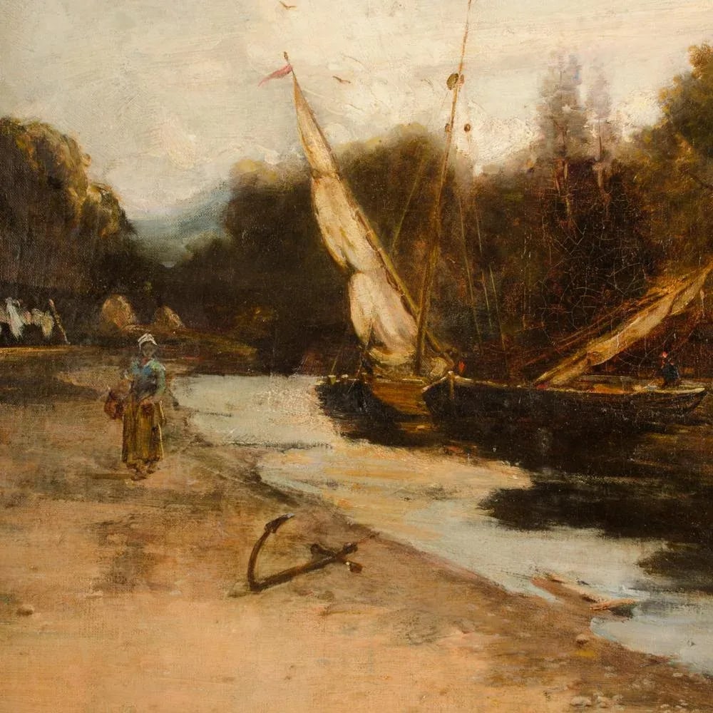 David Noble (British, 1882-1890) Impressionist Canal Landscape - 6