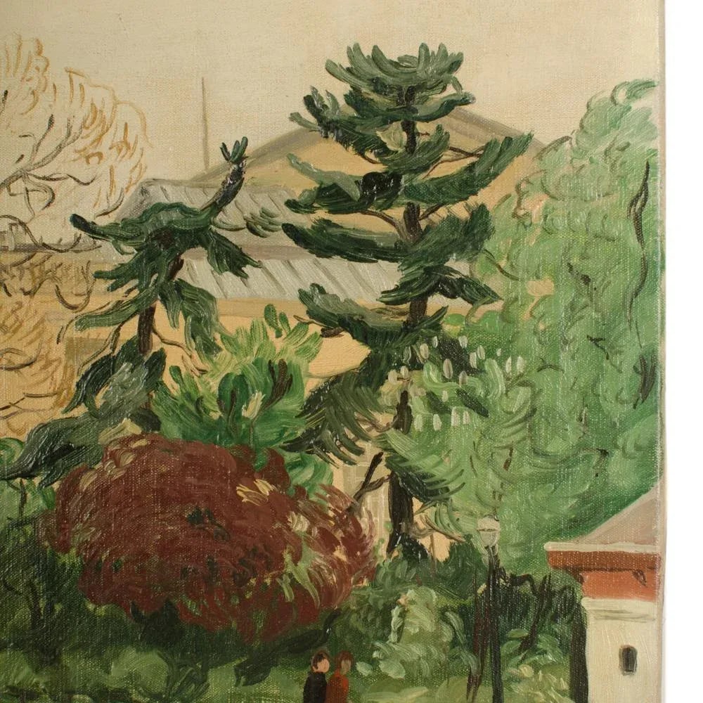 Early 20th Century "Promenade" Impressionist Park Scene Painting by Francois Lanos - 6