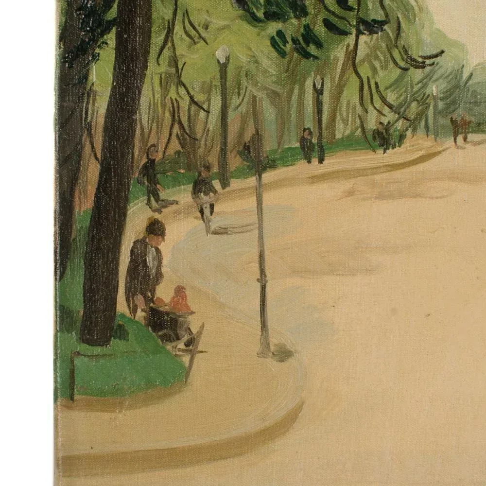 Early 20th Century "Promenade" Impressionist Park Scene Painting by Francois Lanos - 7