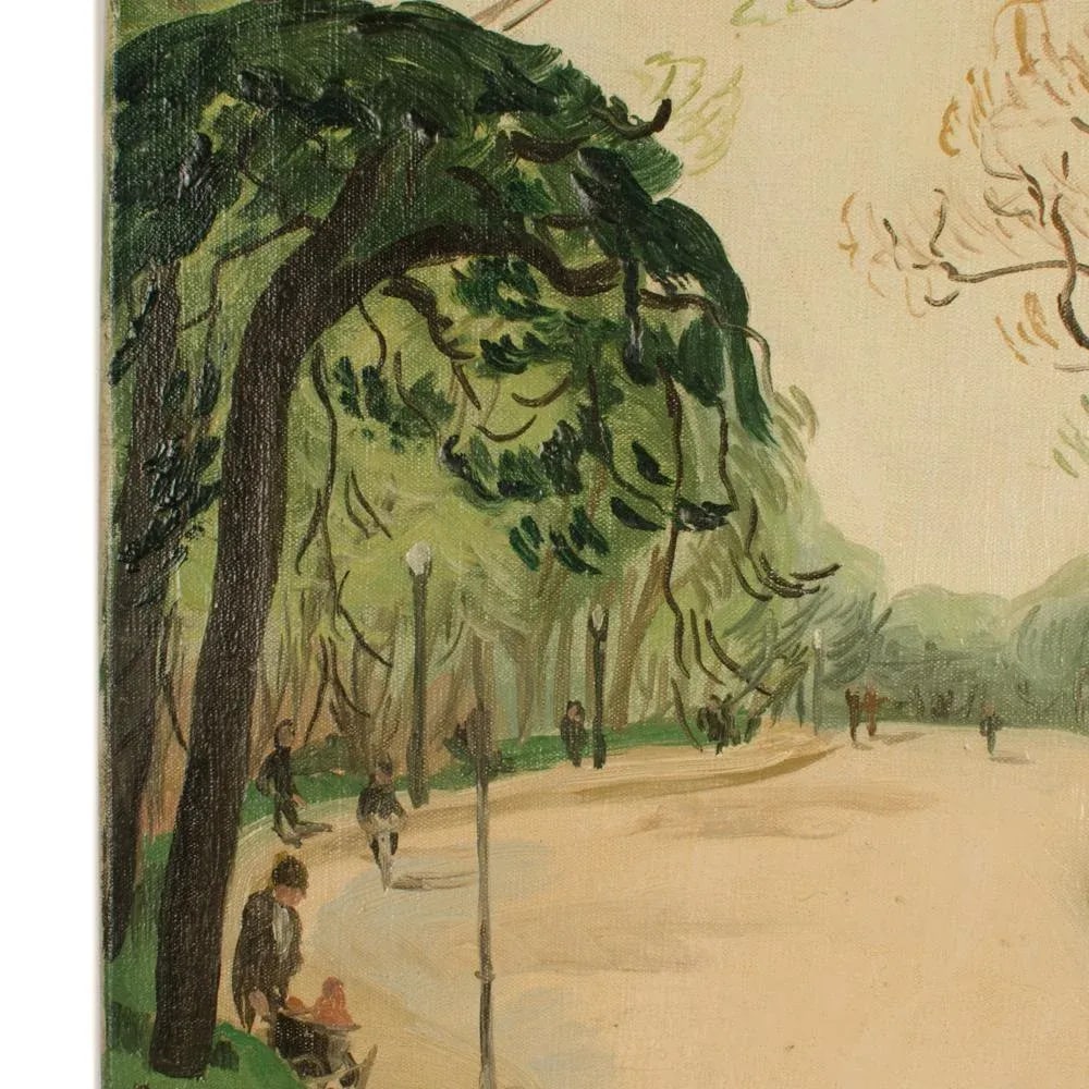 Early 20th Century "Promenade" Impressionist Park Scene Painting by Francois Lanos - 8