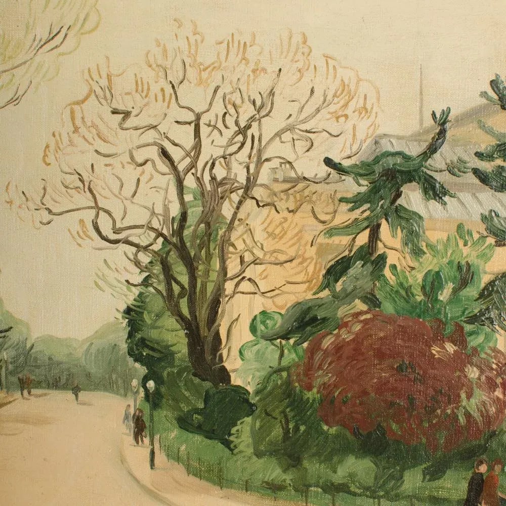 Early 20th Century "Promenade" Impressionist Park Scene Painting by Francois Lanos - 9