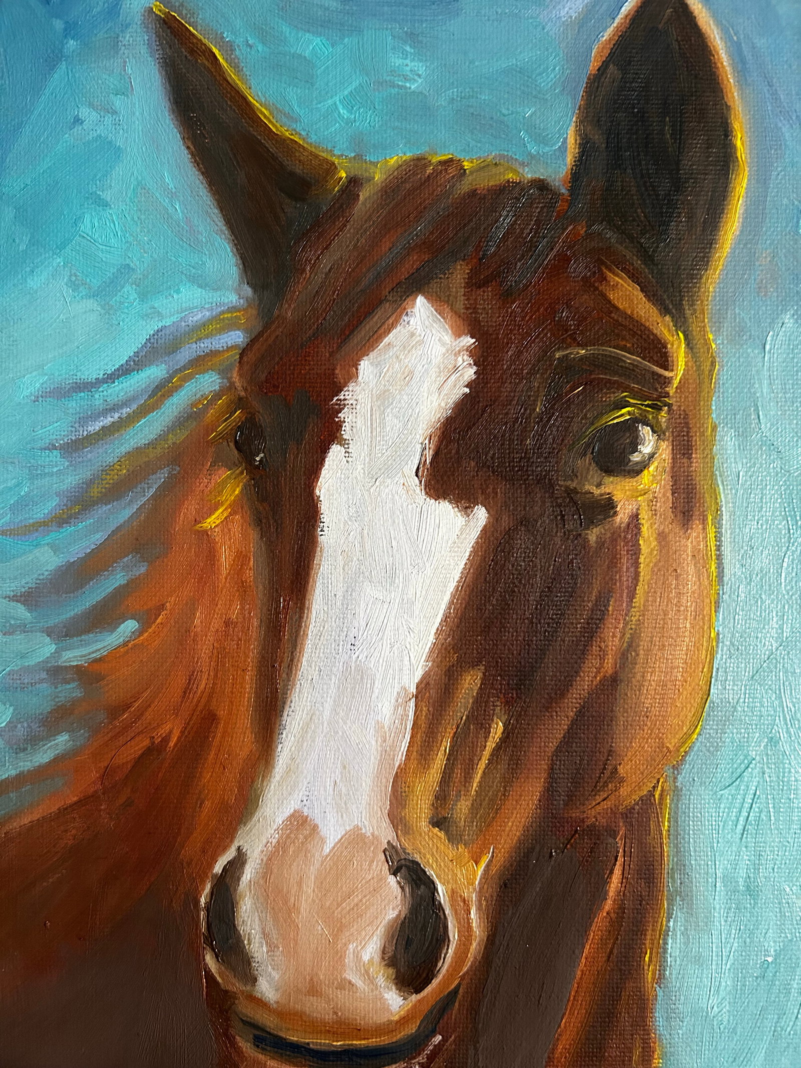 Original Oil Painting Portrait of a Horse in Vintage Frame - 5