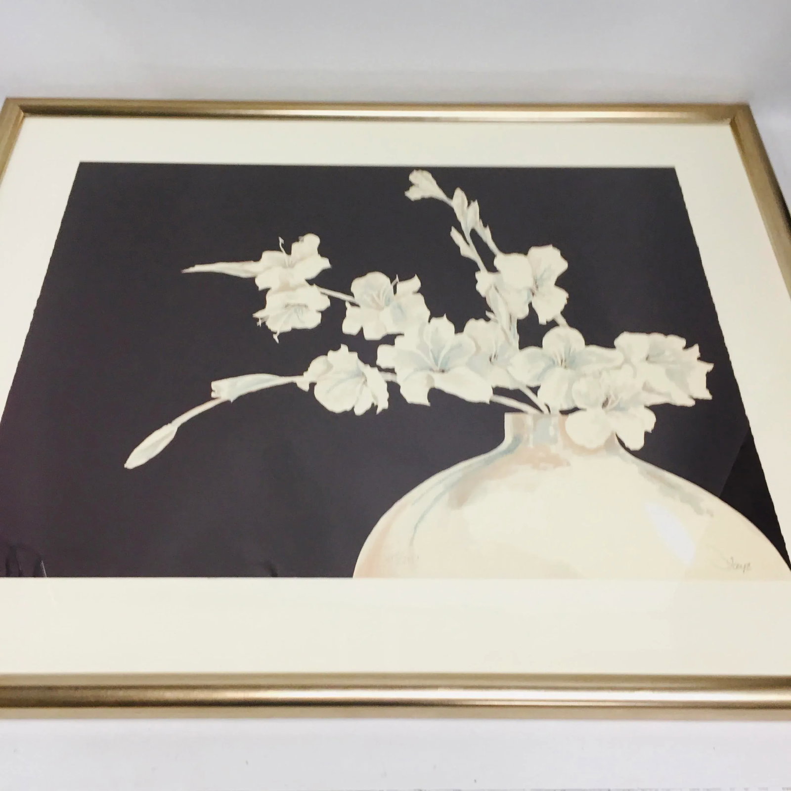 1990s Modernist Floral Still Life Numbered Silkscreen, Framed - 2