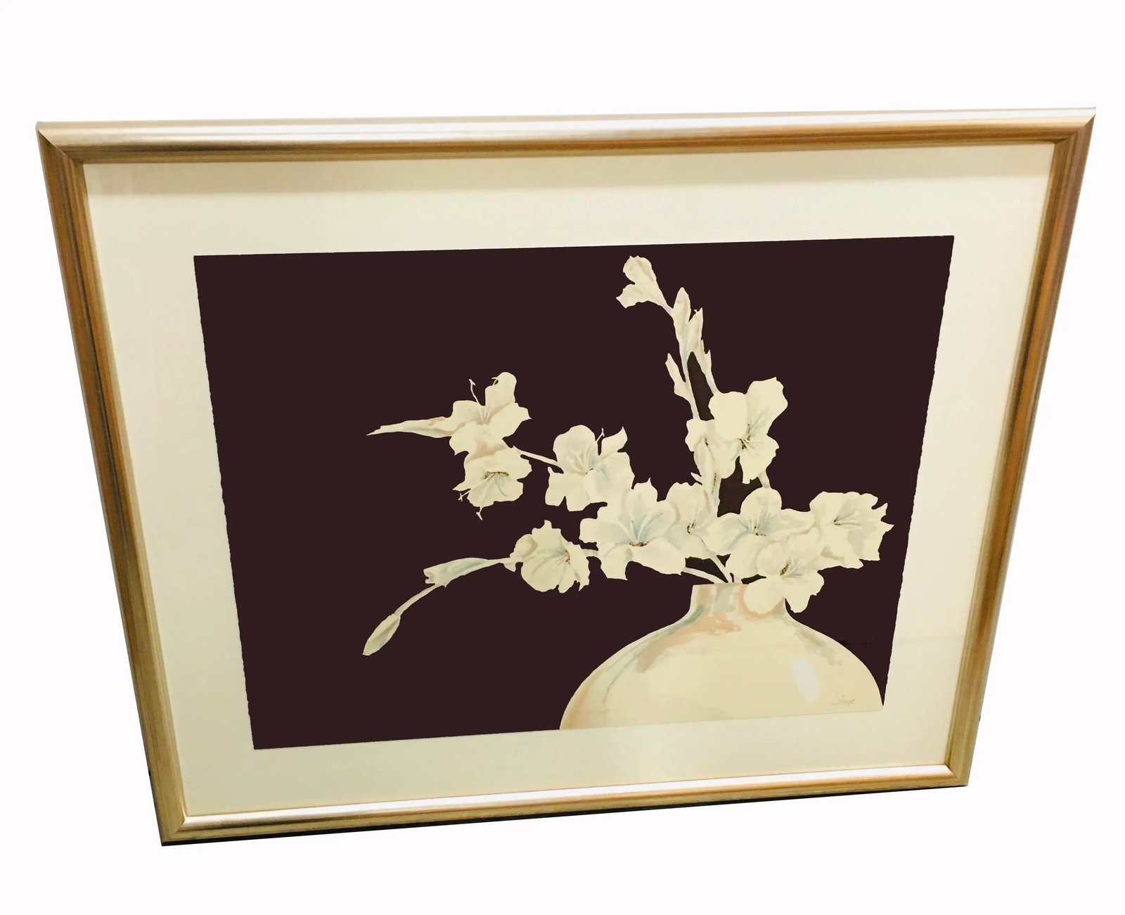 1990s Modernist Floral Still Life Numbered Silkscreen, Framed - 7