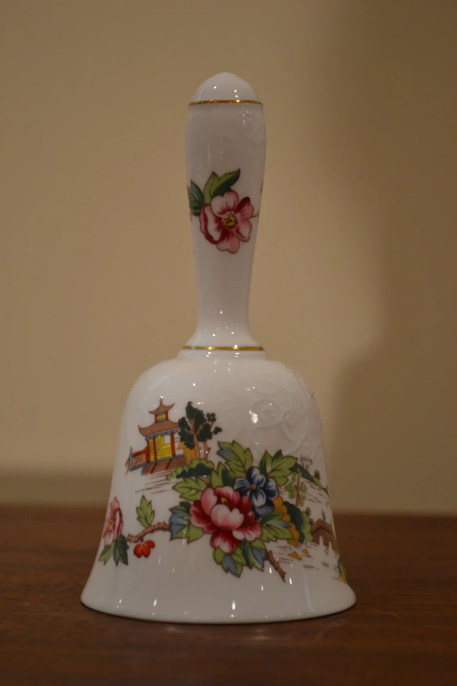 Vintage Crown Staffordshire Pagoda English China Dinner Bell - 8