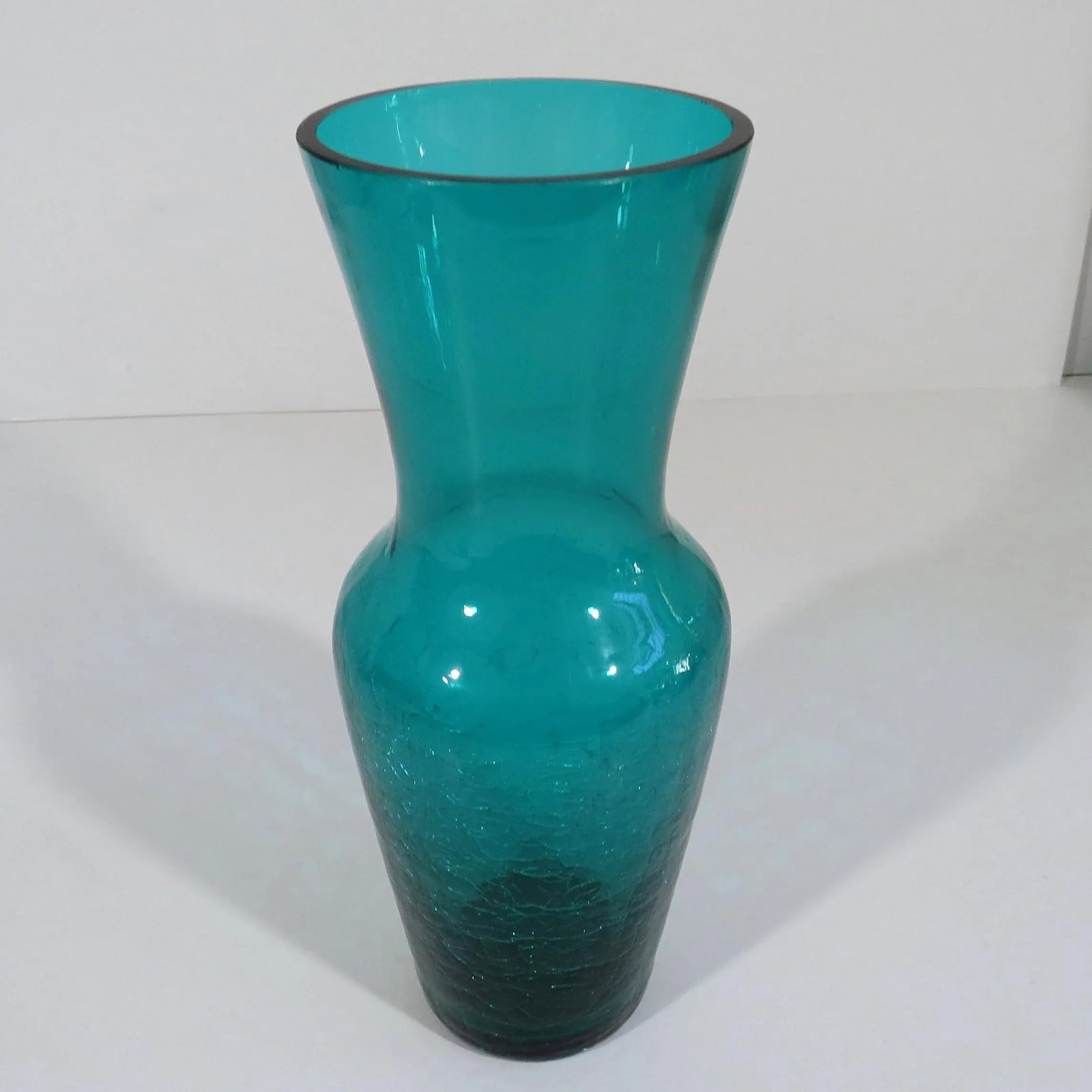 Vintage Teal Glass Vase - 2