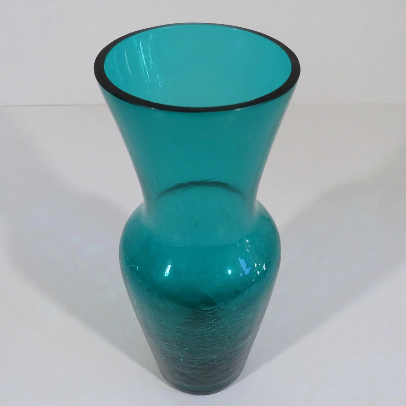 Vintage Teal Glass Vase - 3