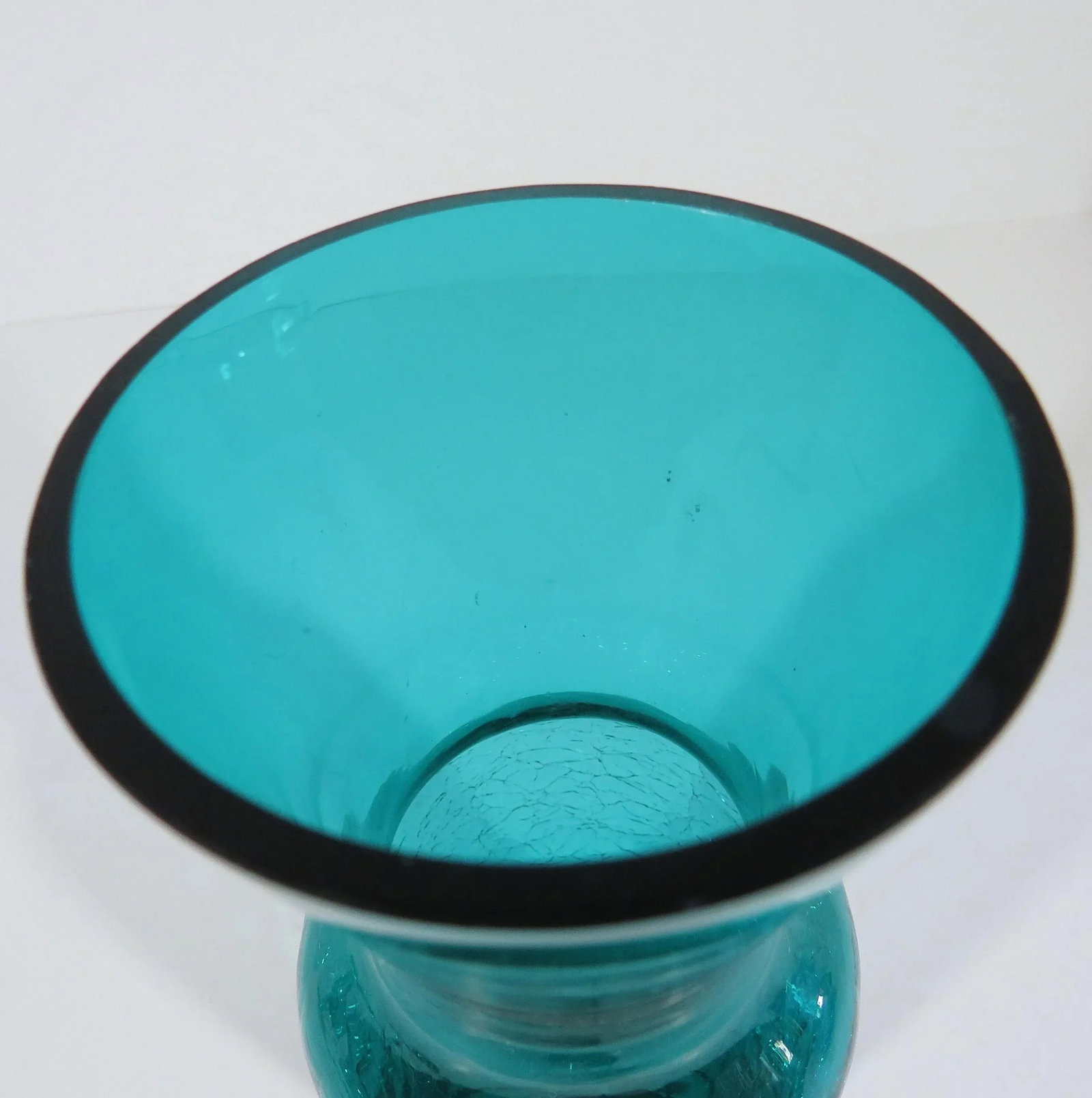 Vintage Teal Glass Vase - 4