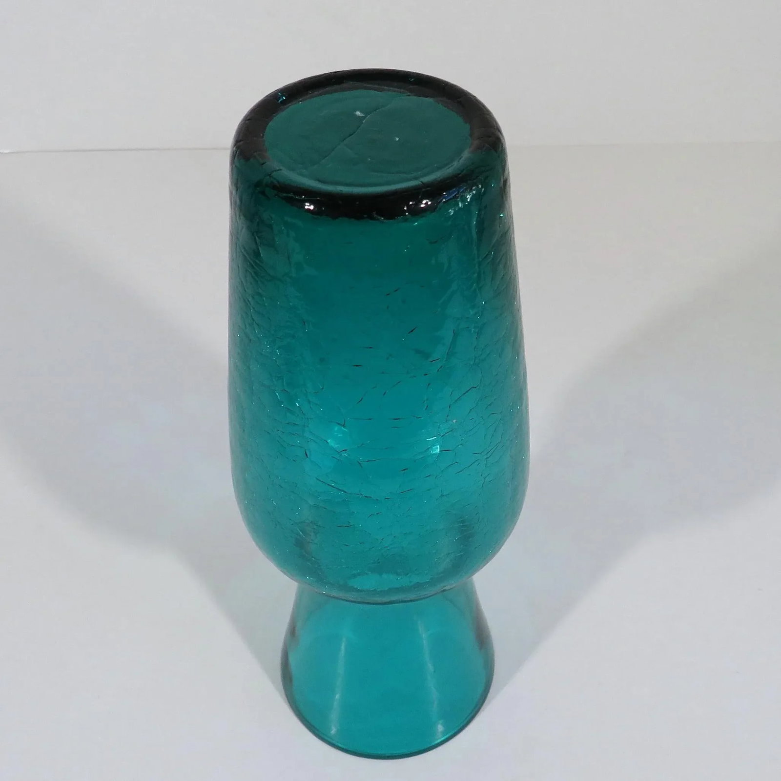 Vintage Teal Glass Vase - 5