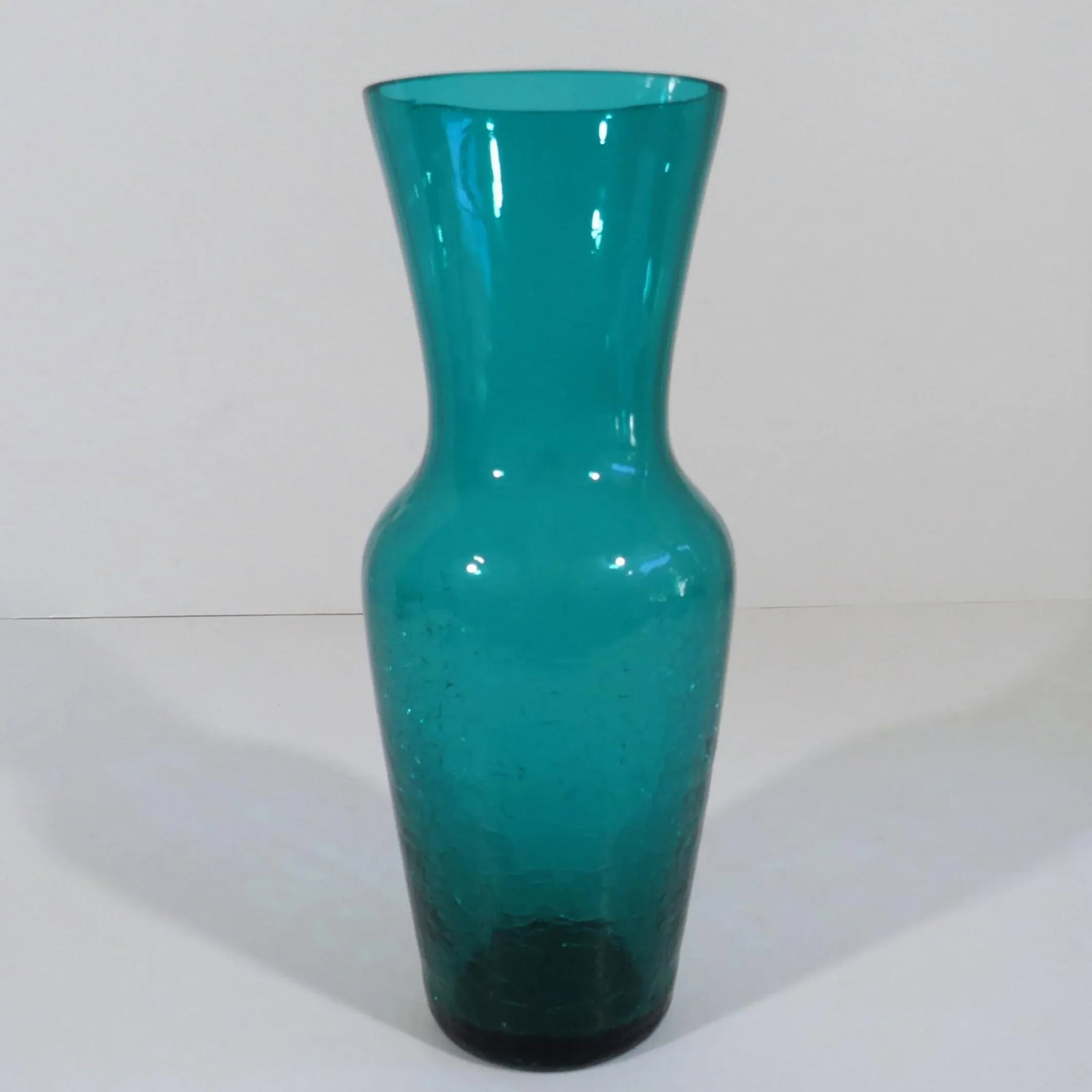 Vintage Teal Glass Vase - 6