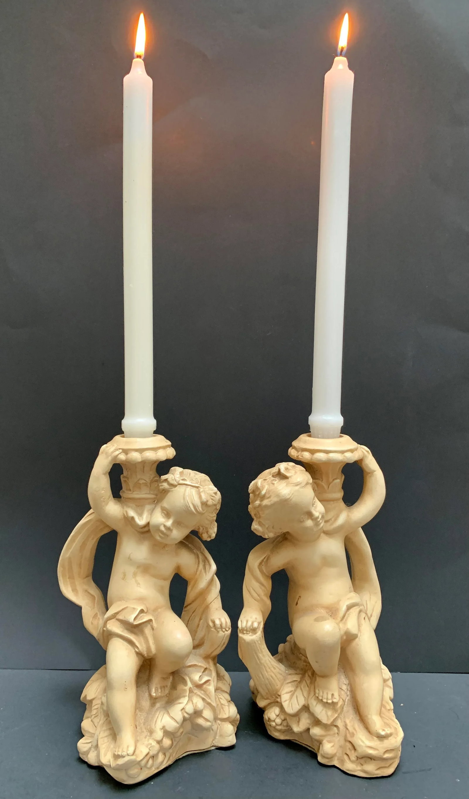 Vintage Italian Angel Candleholders, a Pair - 2