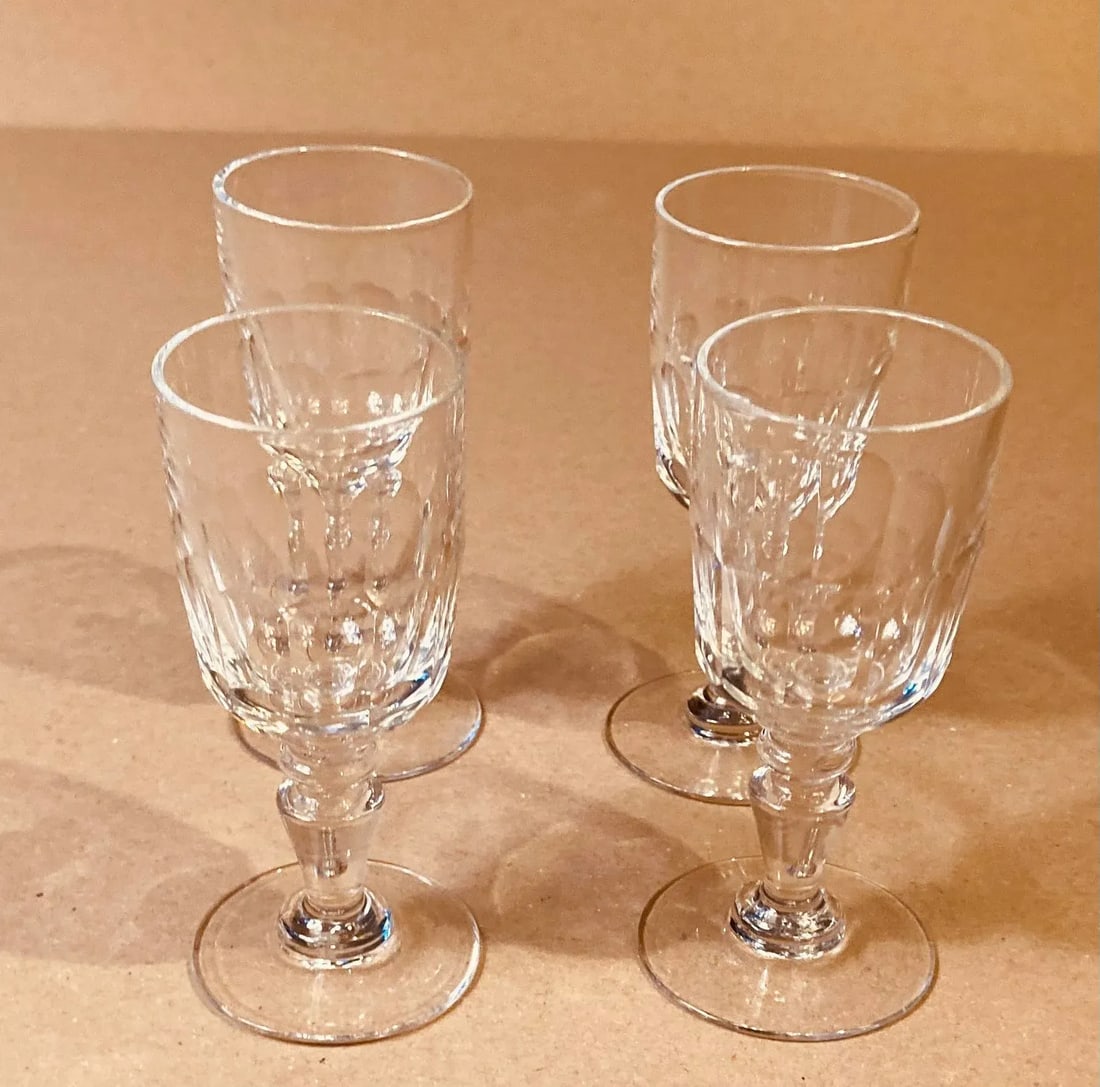 Antique Crystal Cordial Glasses- Set of 4 - 6