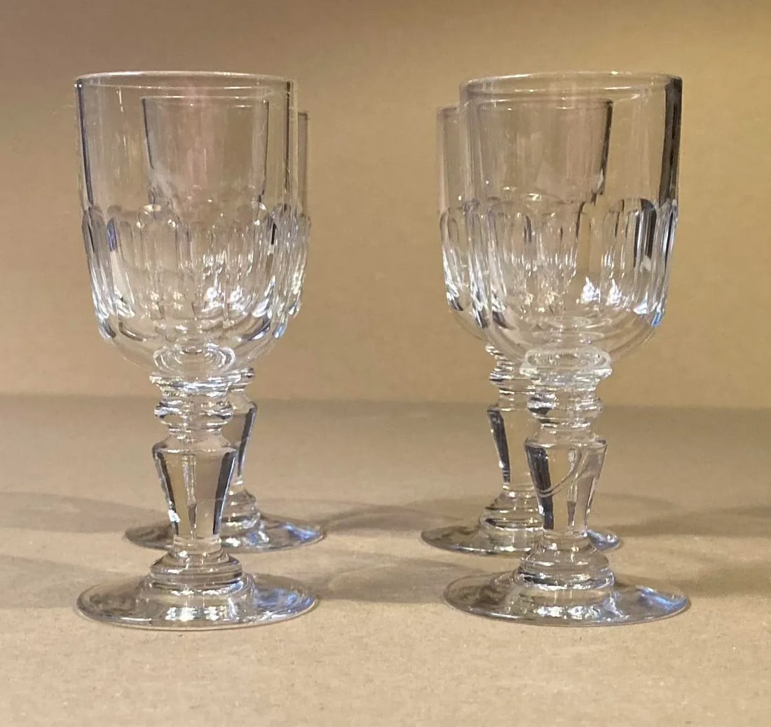 Antique Crystal Cordial Glasses- Set of 4 - 7