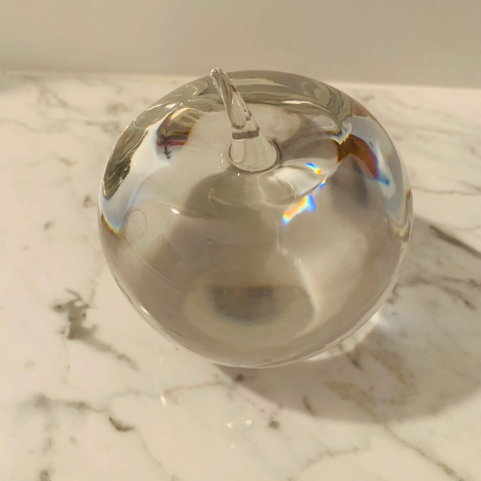 Vintage Tiffany & Co. Crystal Apple Paper Weight - 4