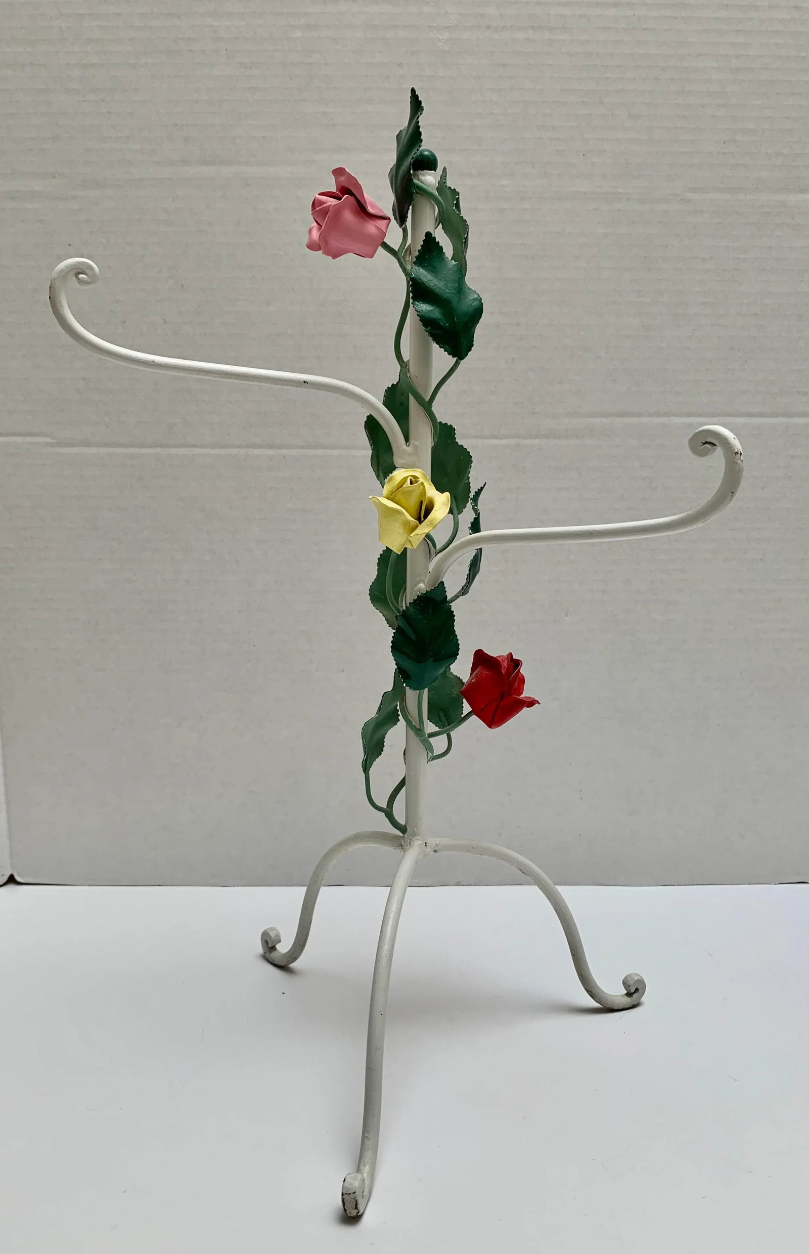 Vintage Midcentury Metal Rose Hand Towel or Jewelry Hanger - 10