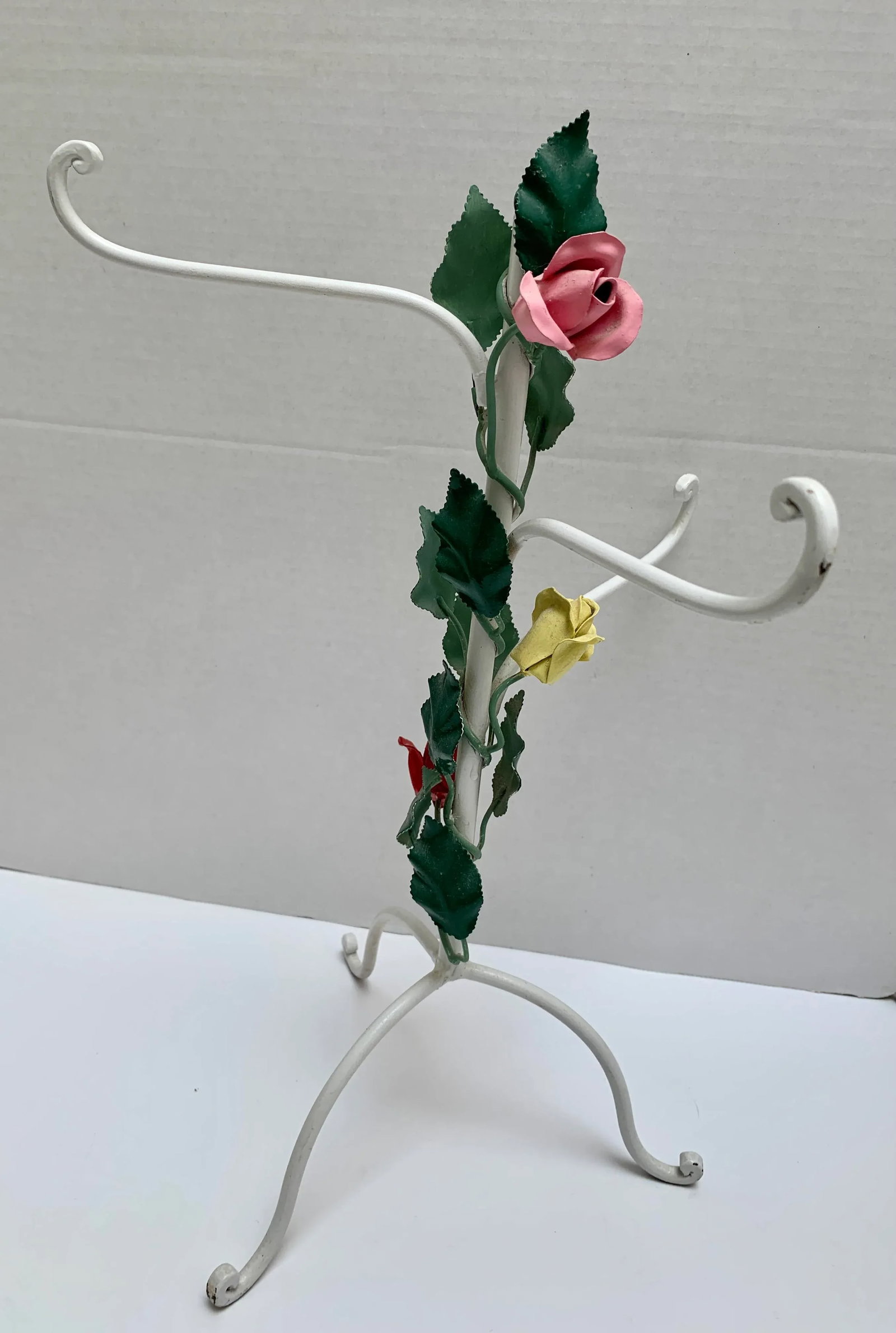 Vintage Midcentury Metal Rose Hand Towel or Jewelry Hanger - 6