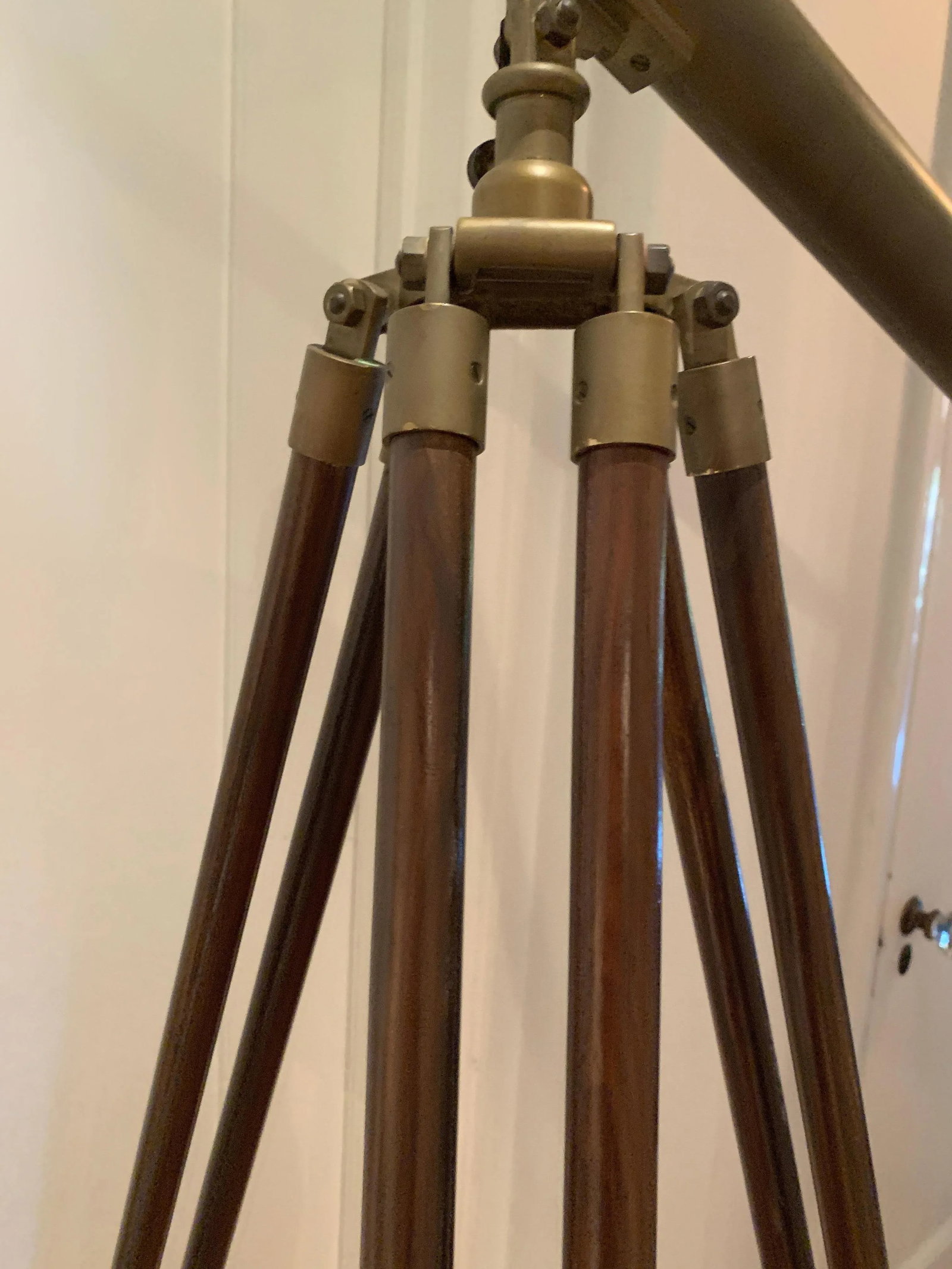 Telescope with Adjustable Wooden Legs and Patinated Brass Hardware - 10