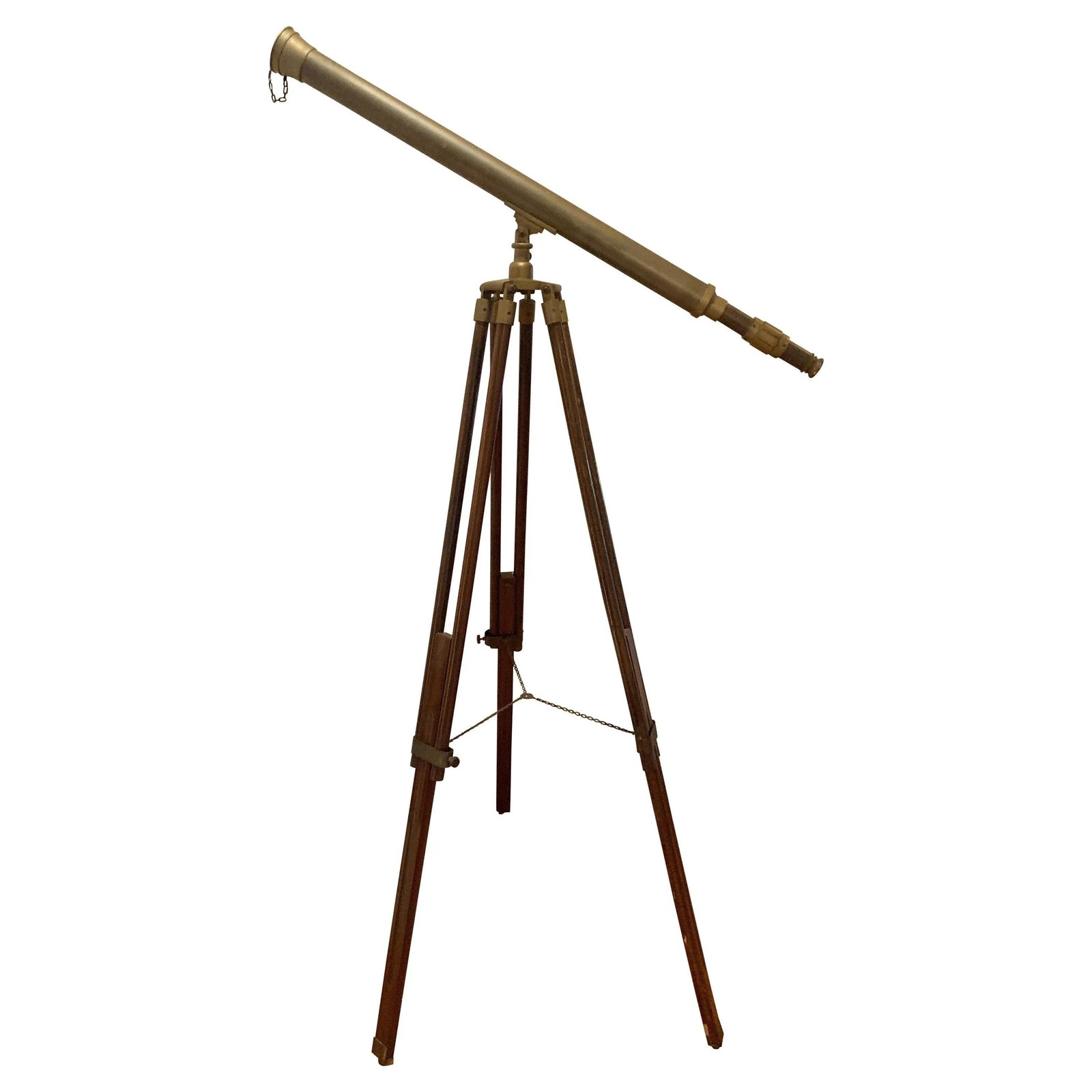 Telescope with Adjustable Wooden Legs and Patinated Brass Hardware - 13