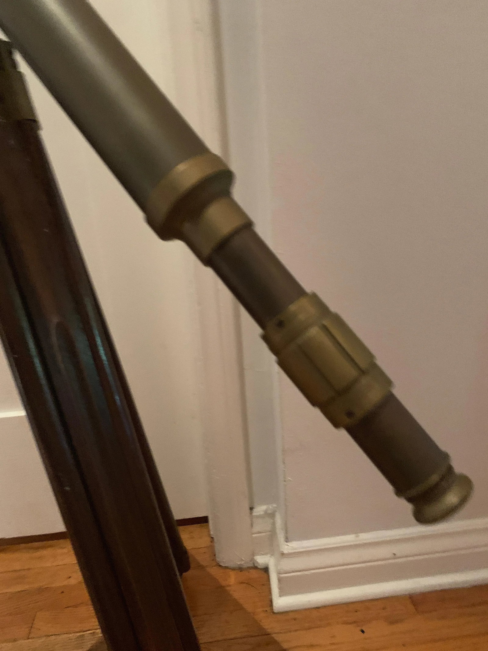 Telescope with Adjustable Wooden Legs and Patinated Brass Hardware - 4