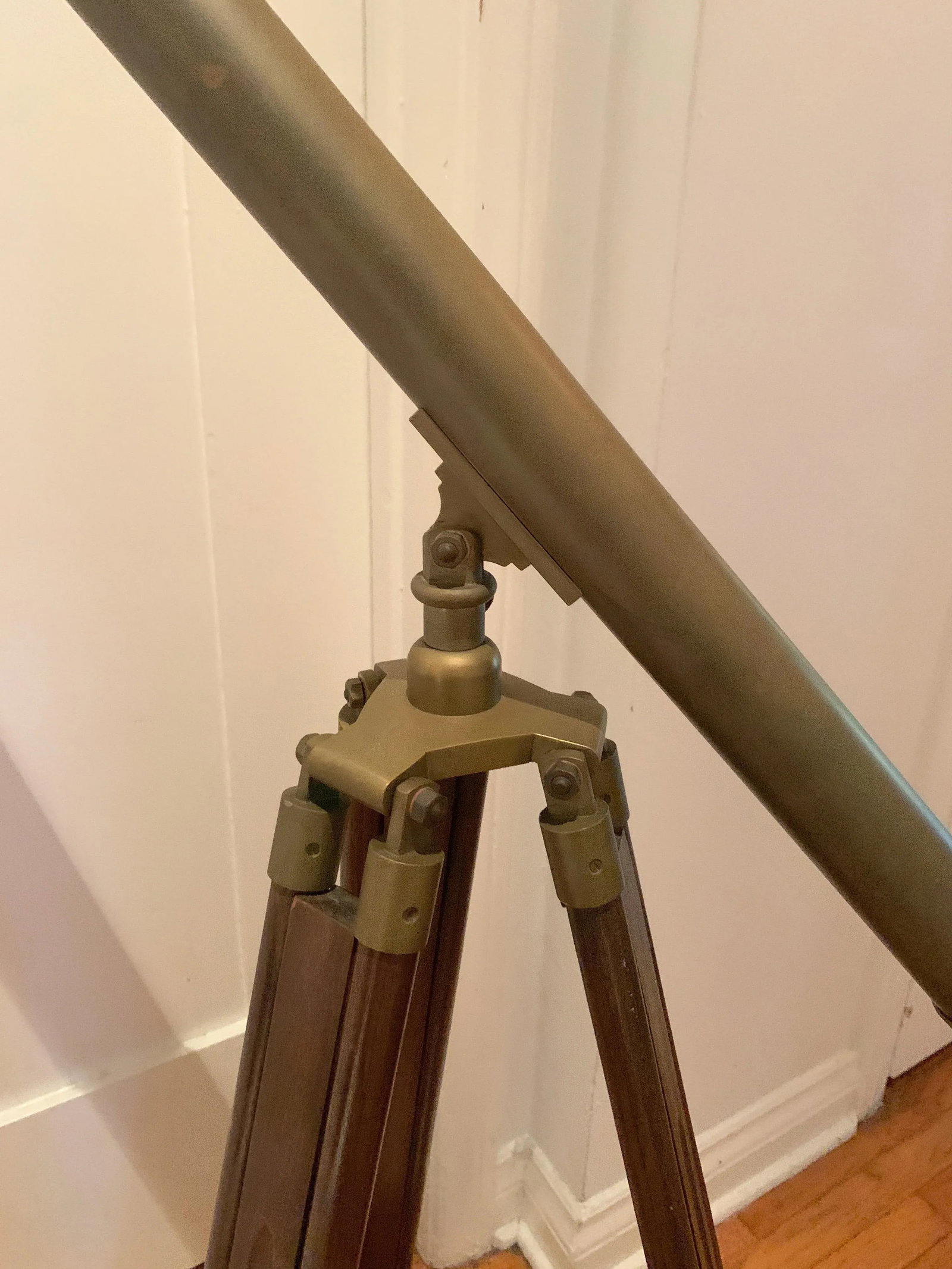 Telescope with Adjustable Wooden Legs and Patinated Brass Hardware - 8